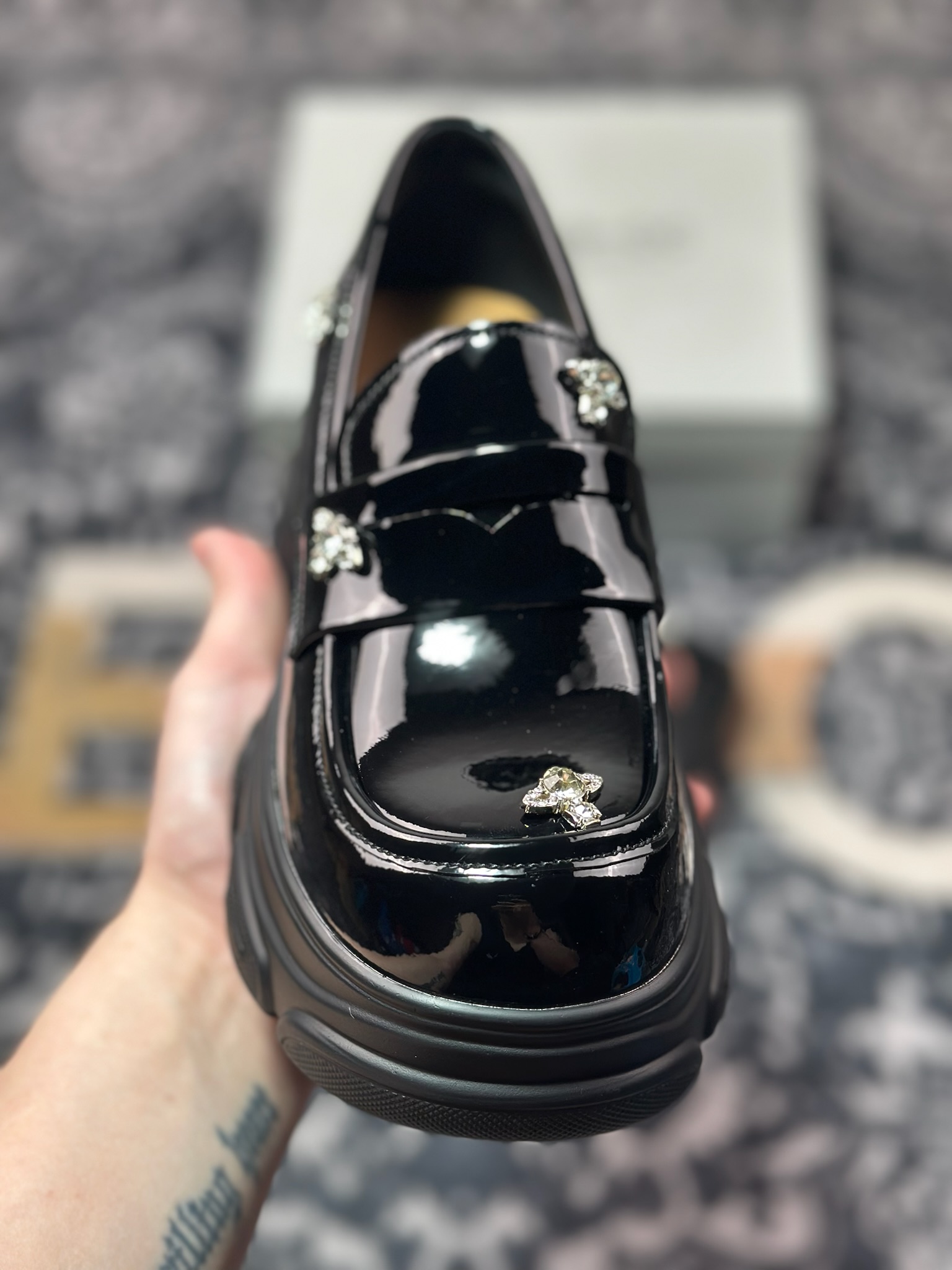 新货GG-CC【鞠婧祎同款】星系岛屿春季英伦风乐福鞋厚底增高小皮鞋