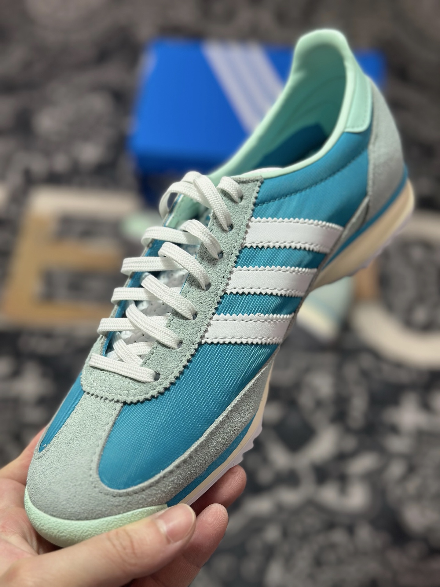 AD Originals SL 72 蓝绿色 经典复古轻便休闲运动慢跑鞋 JI0199