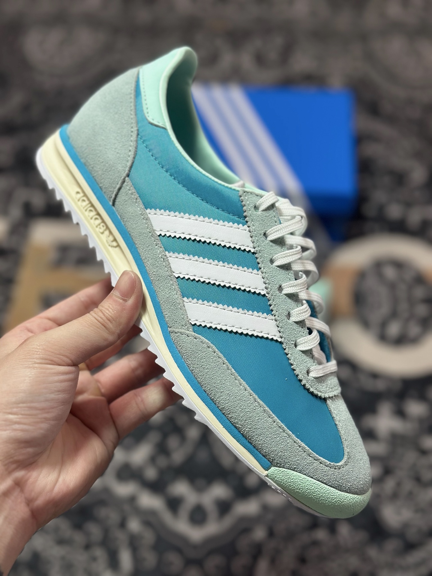 AD Originals SL 72 蓝绿色 经典复古轻便休闲运动慢跑鞋 JI0199