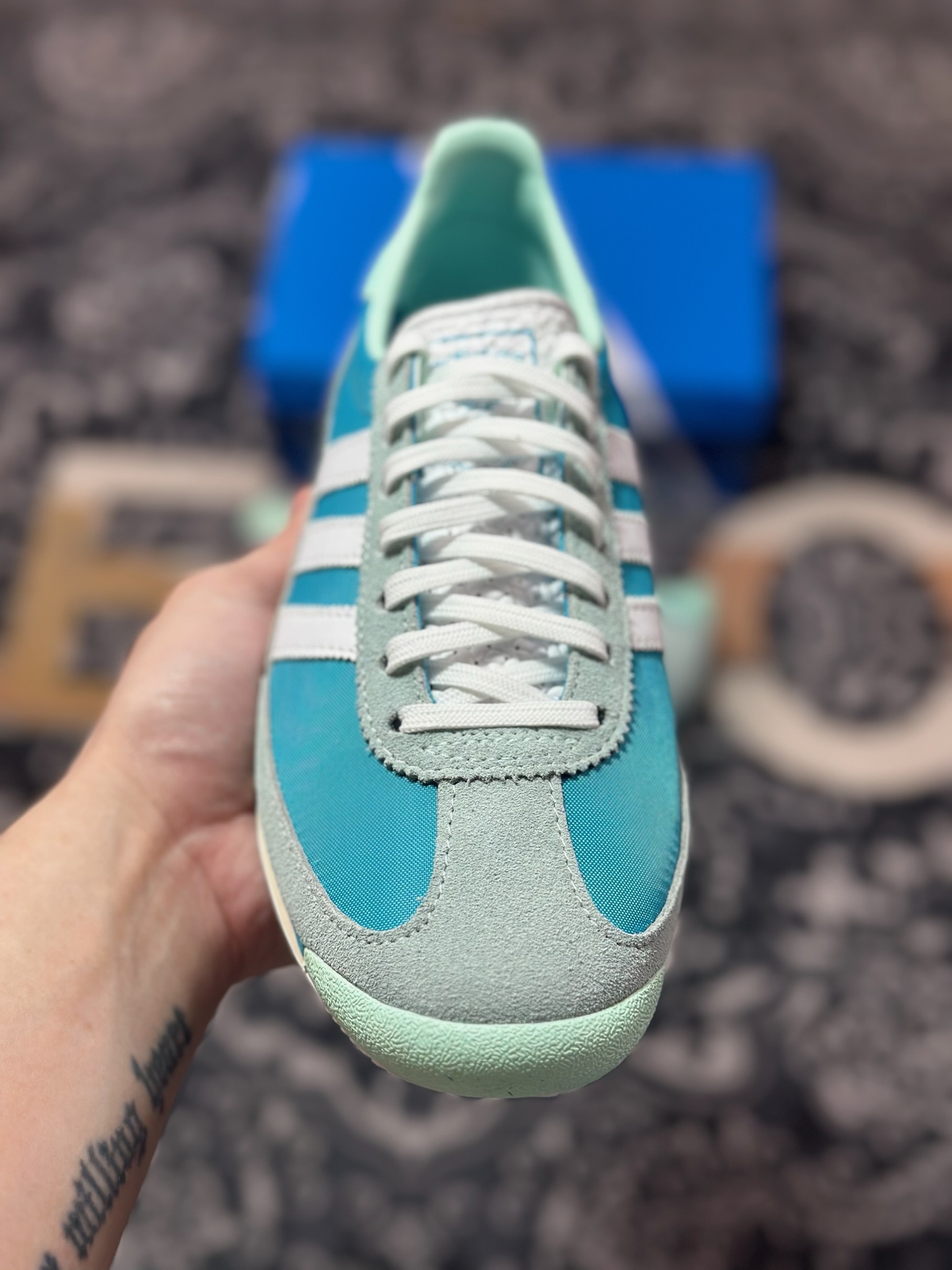 AD Originals SL 72 蓝绿色 经典复古轻便休闲运动慢跑鞋 JI0199