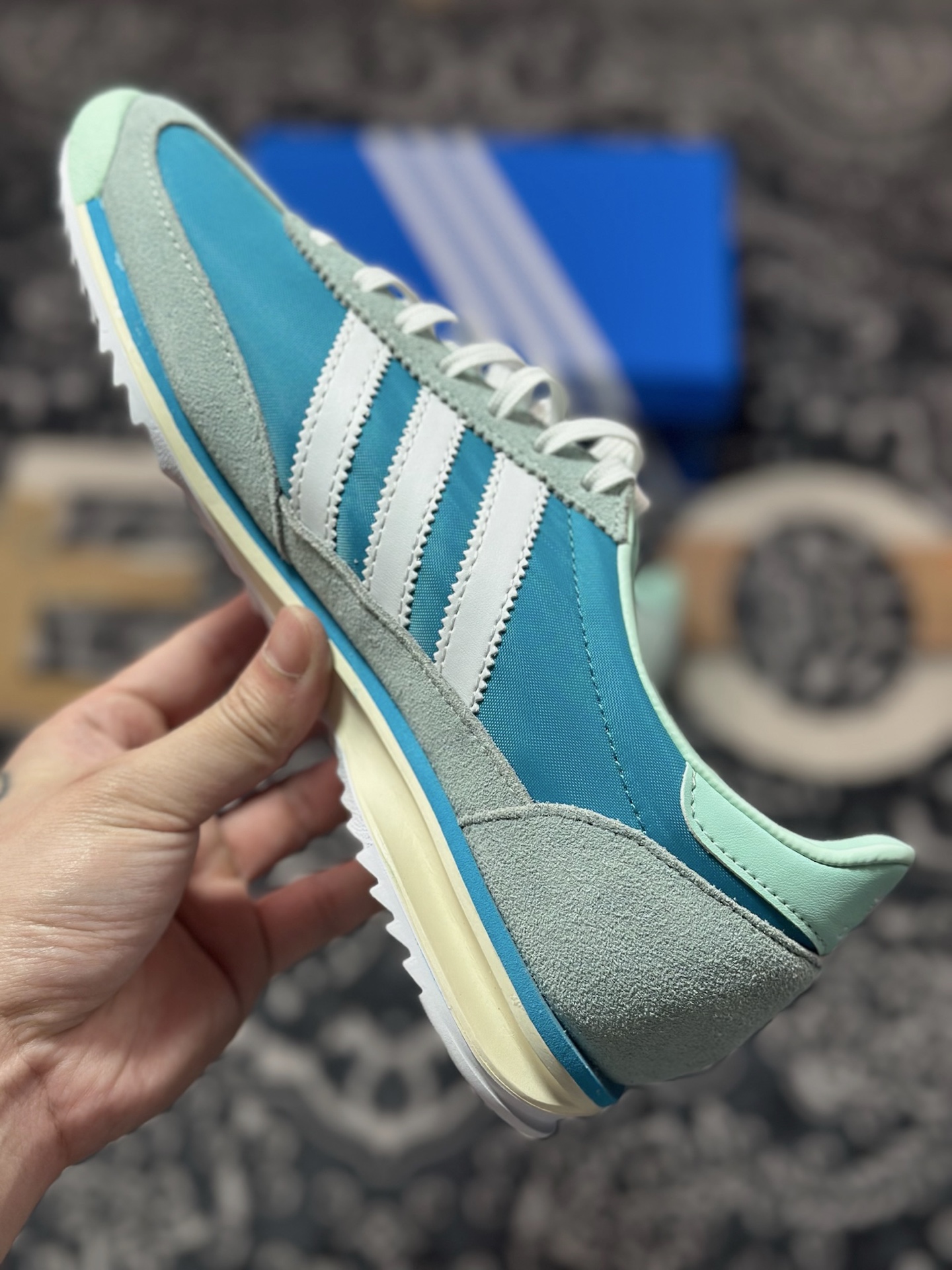 AD Originals SL 72 蓝绿色 经典复古轻便休闲运动慢跑鞋 JI0199
