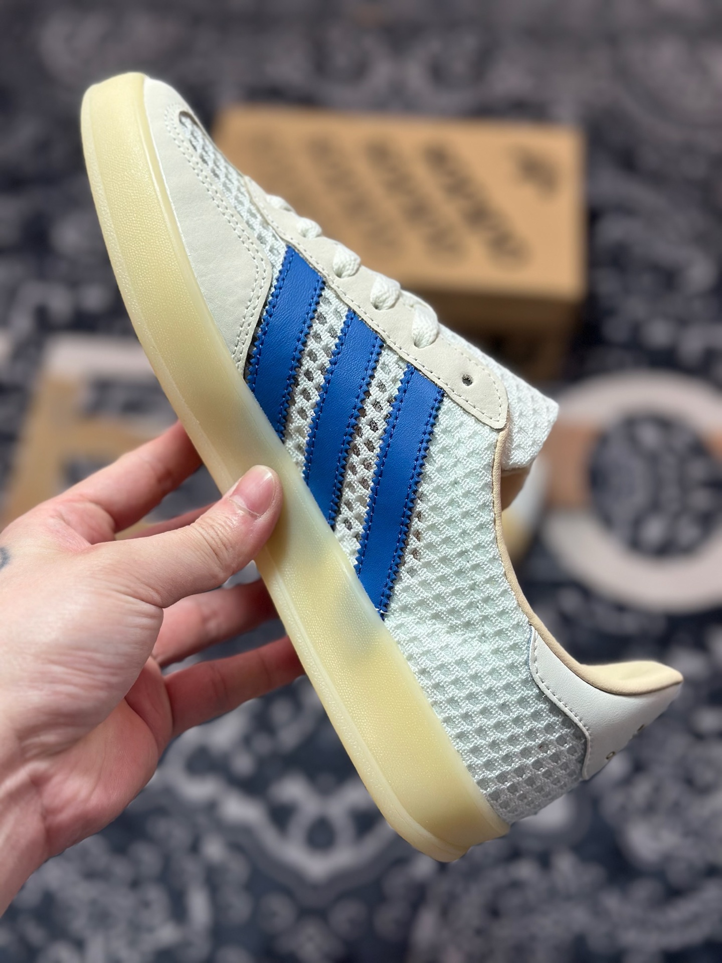 AD Originals Gazelle Indoor 米白蓝 三叶草复古休闲运动板鞋 JH5419