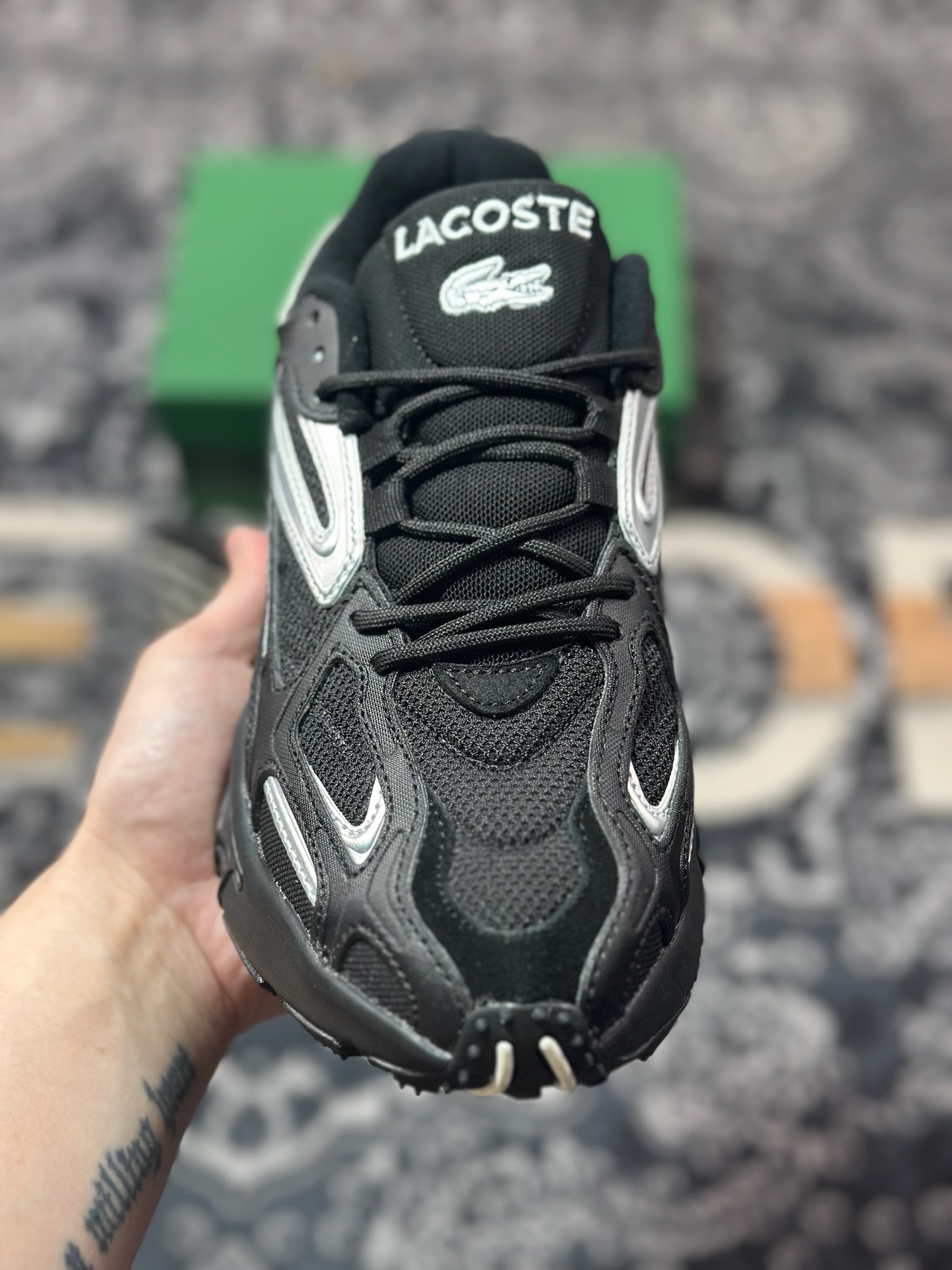 爆款LACOSTE法国鳄鱼 皮革 舒适运动舒适 低帮 生活休闲鞋 黑色 47SMA0013