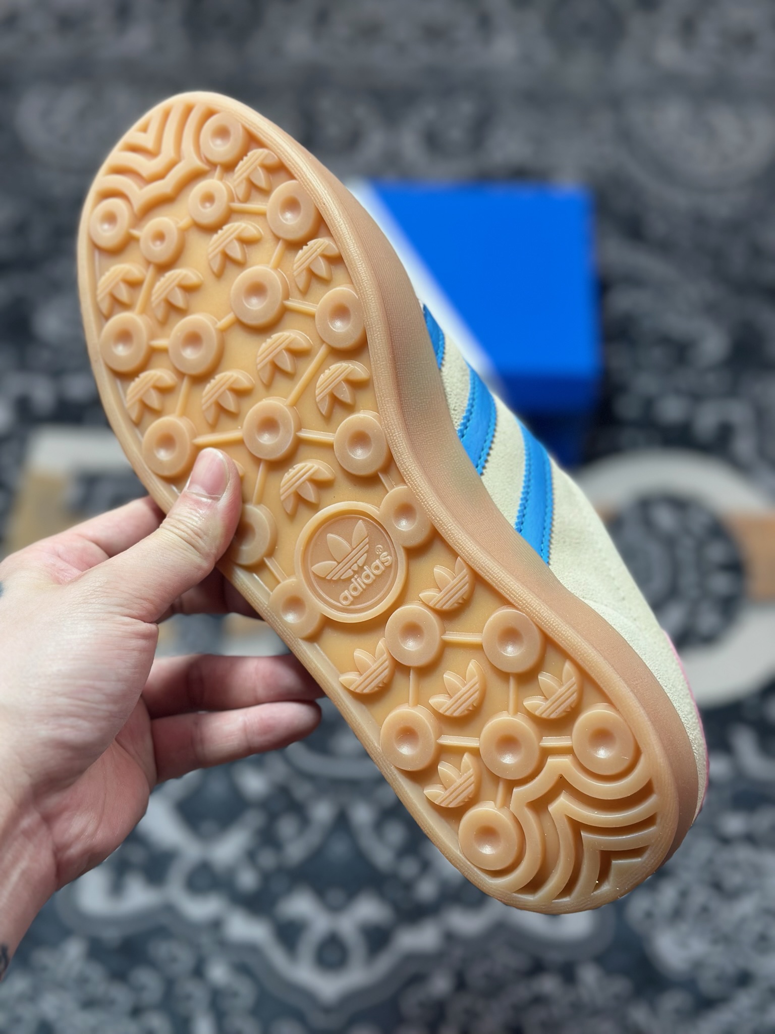 A460 原装级别 AD Originals Gazelle Indoor 粉蓝 三叶草复古休闲运动板鞋 JQ0010