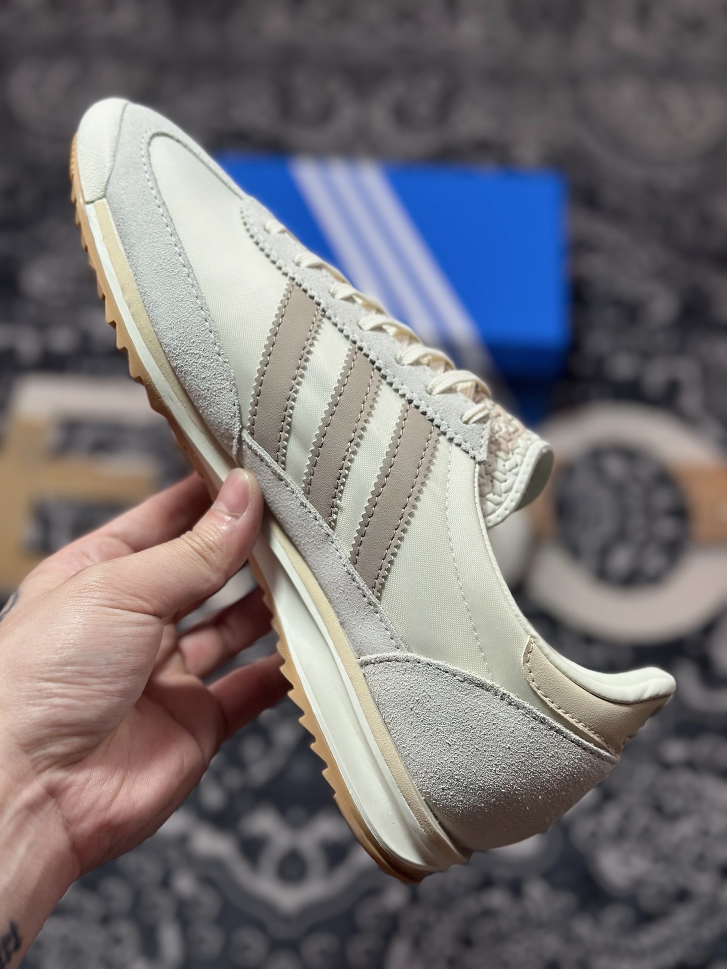 原装级别 AD Originals SL 72 OG 米白色 经典复古轻便休闲运动慢跑鞋 JH7394
