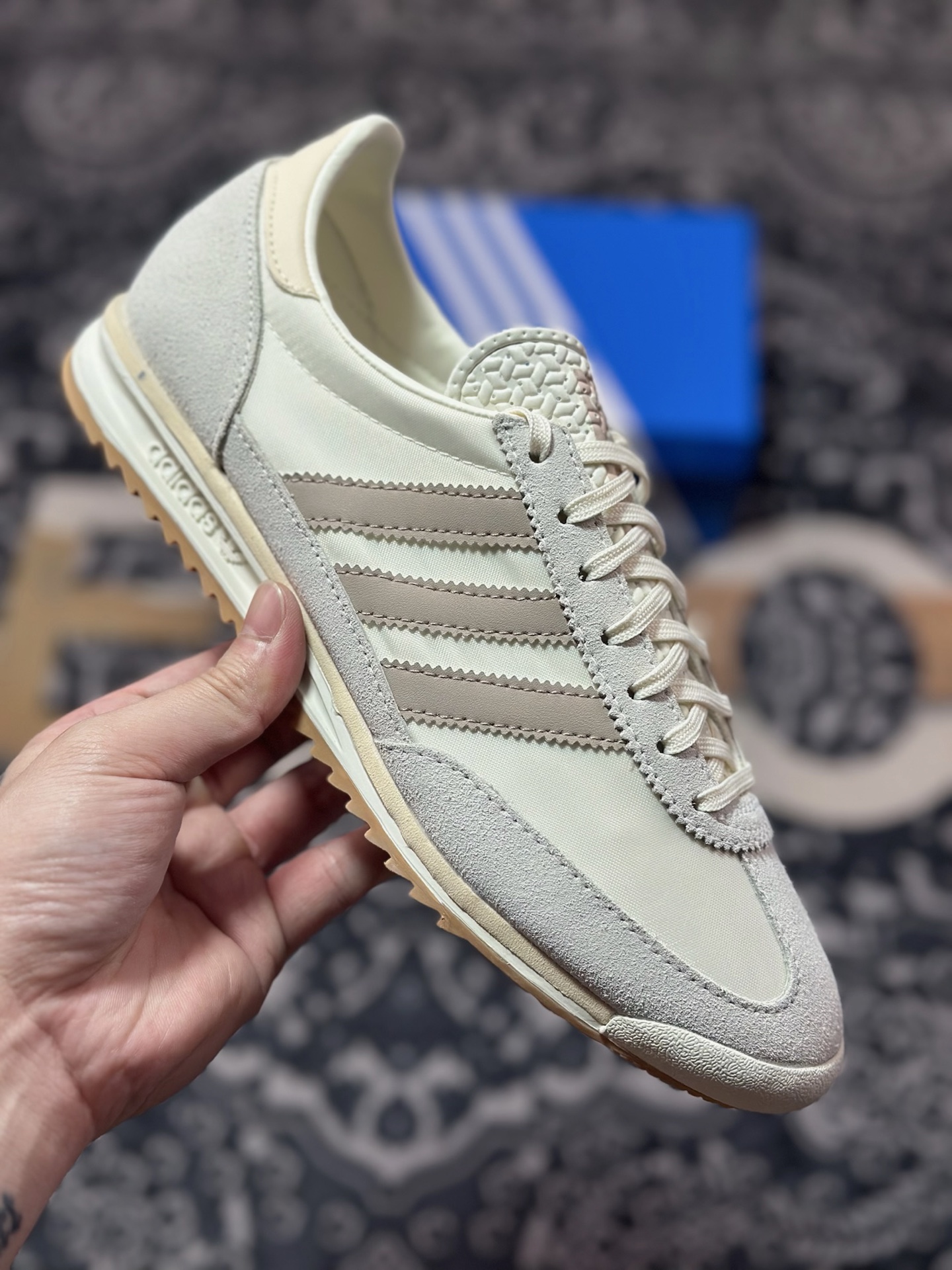 原装级别 AD Originals SL 72 OG 米白色 经典复古轻便休闲运动慢跑鞋 JH7394