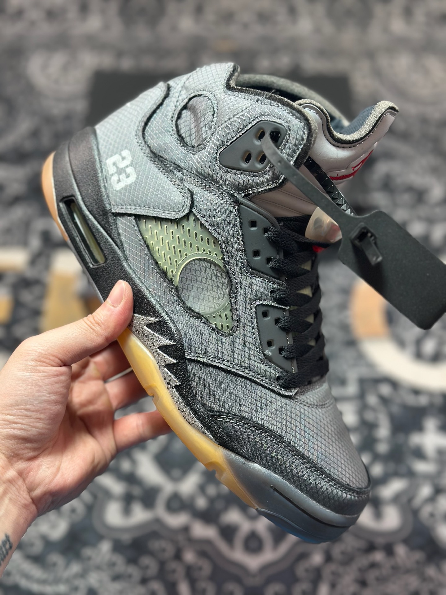 原厂级别 OFF-WHITE X Air Jordan 5 OW联名 黑蝉翼 CT8480-001