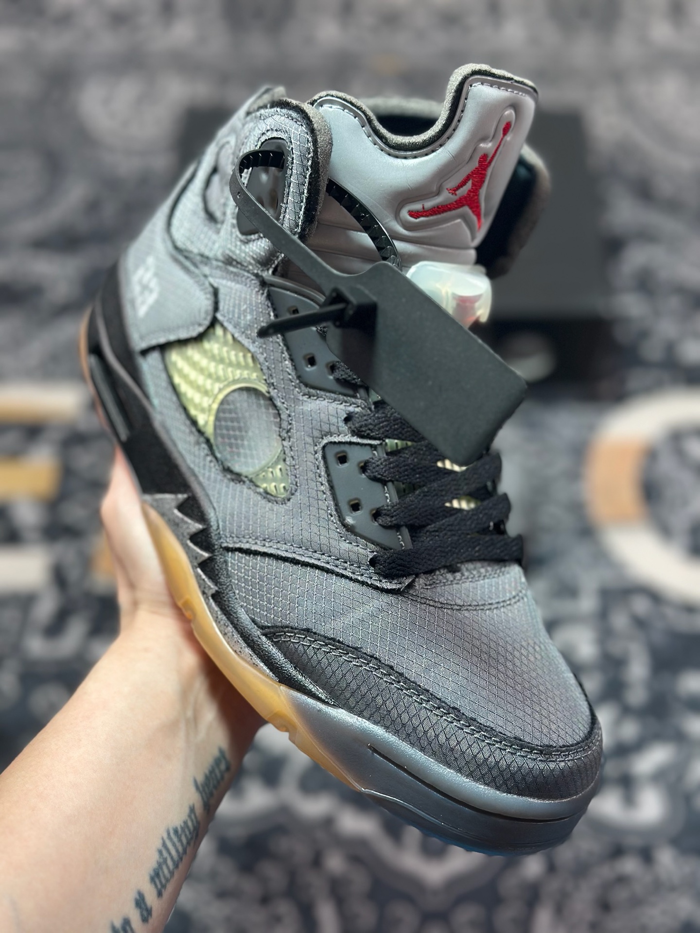 原厂级别 OFF-WHITE X Air Jordan 5 OW联名 黑蝉翼 CT8480-001