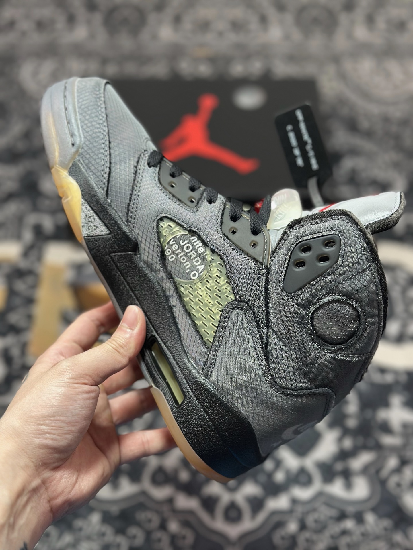 原厂级别 OFF-WHITE X Air Jordan 5 OW联名 黑蝉翼 CT8480-001