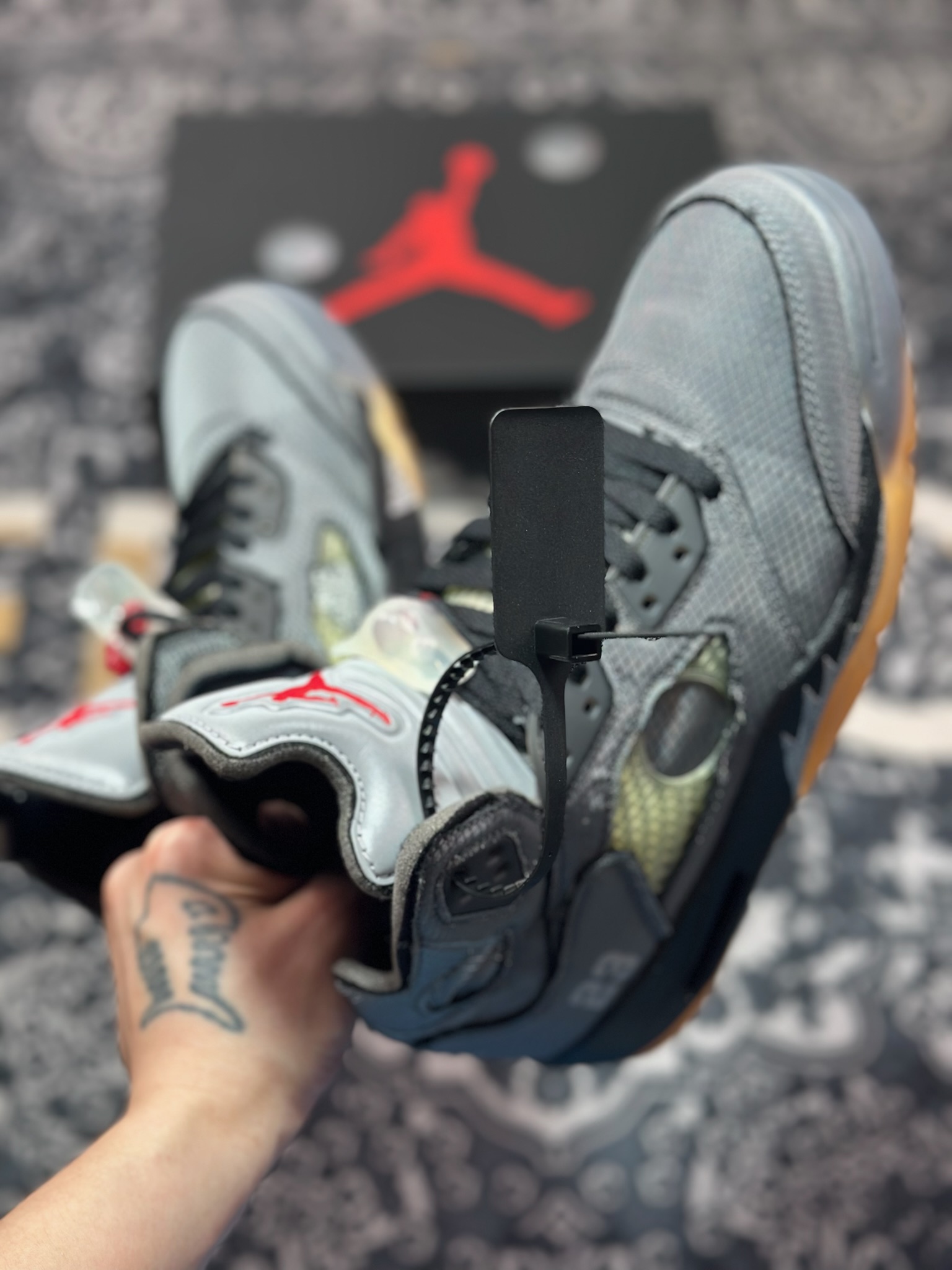 原厂级别 OFF-WHITE X Air Jordan 5 OW联名 黑蝉翼 CT8480-001