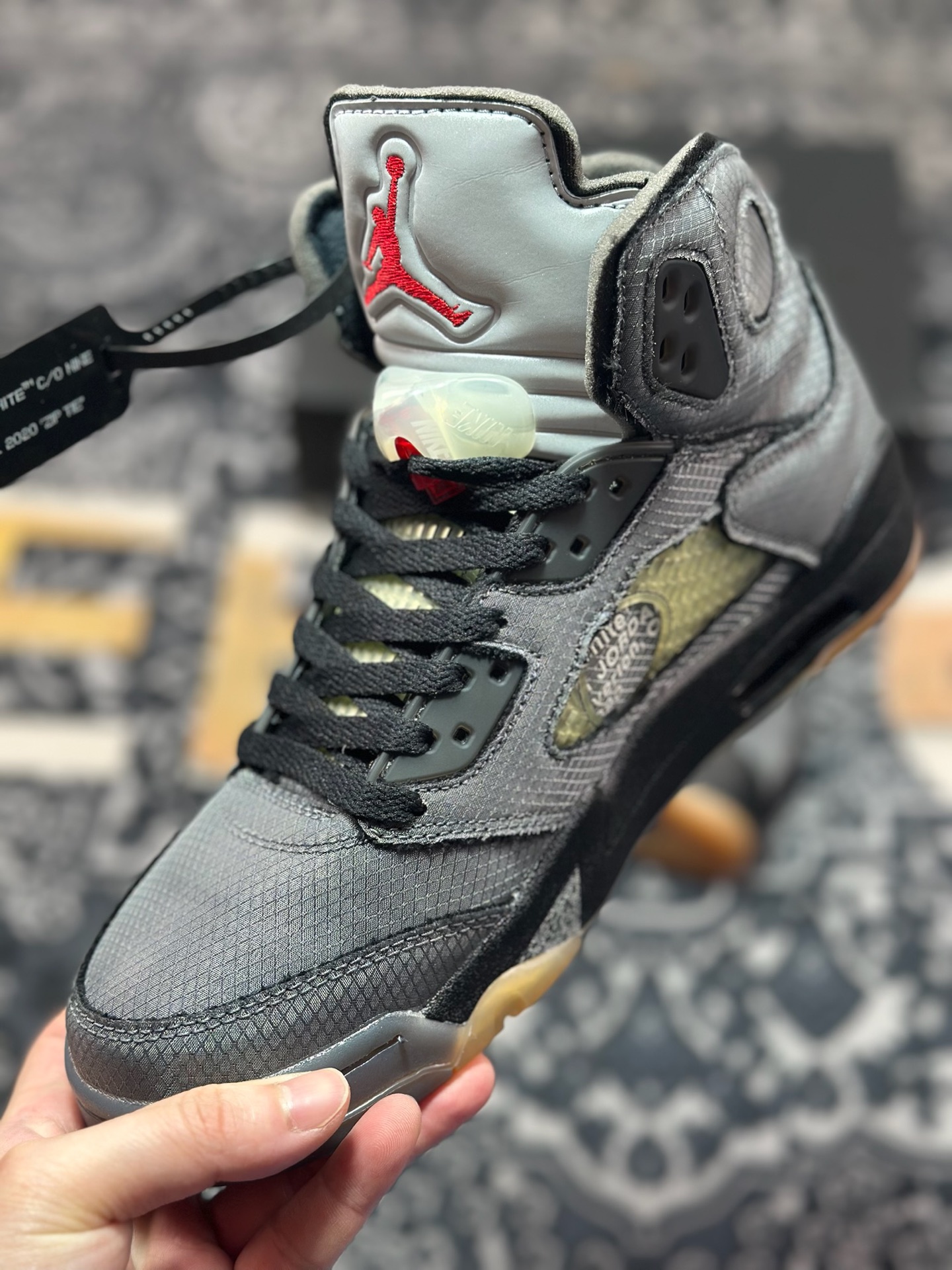 原厂级别 OFF-WHITE X Air Jordan 5 OW联名 黑蝉翼 CT8480-001