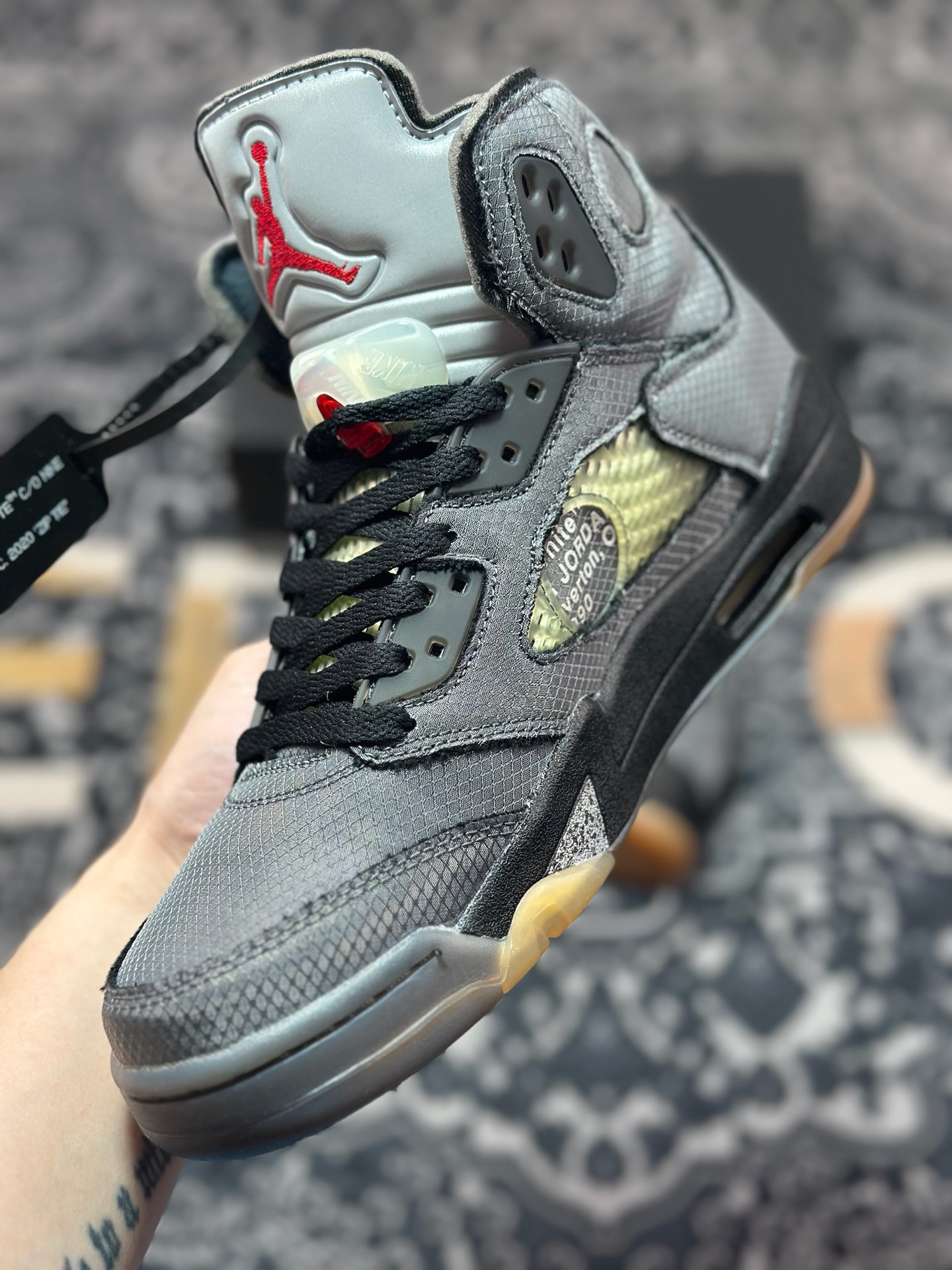 原厂级别 OFF-WHITE X Air Jordan 5 OW联名 黑蝉翼 CT8480-001