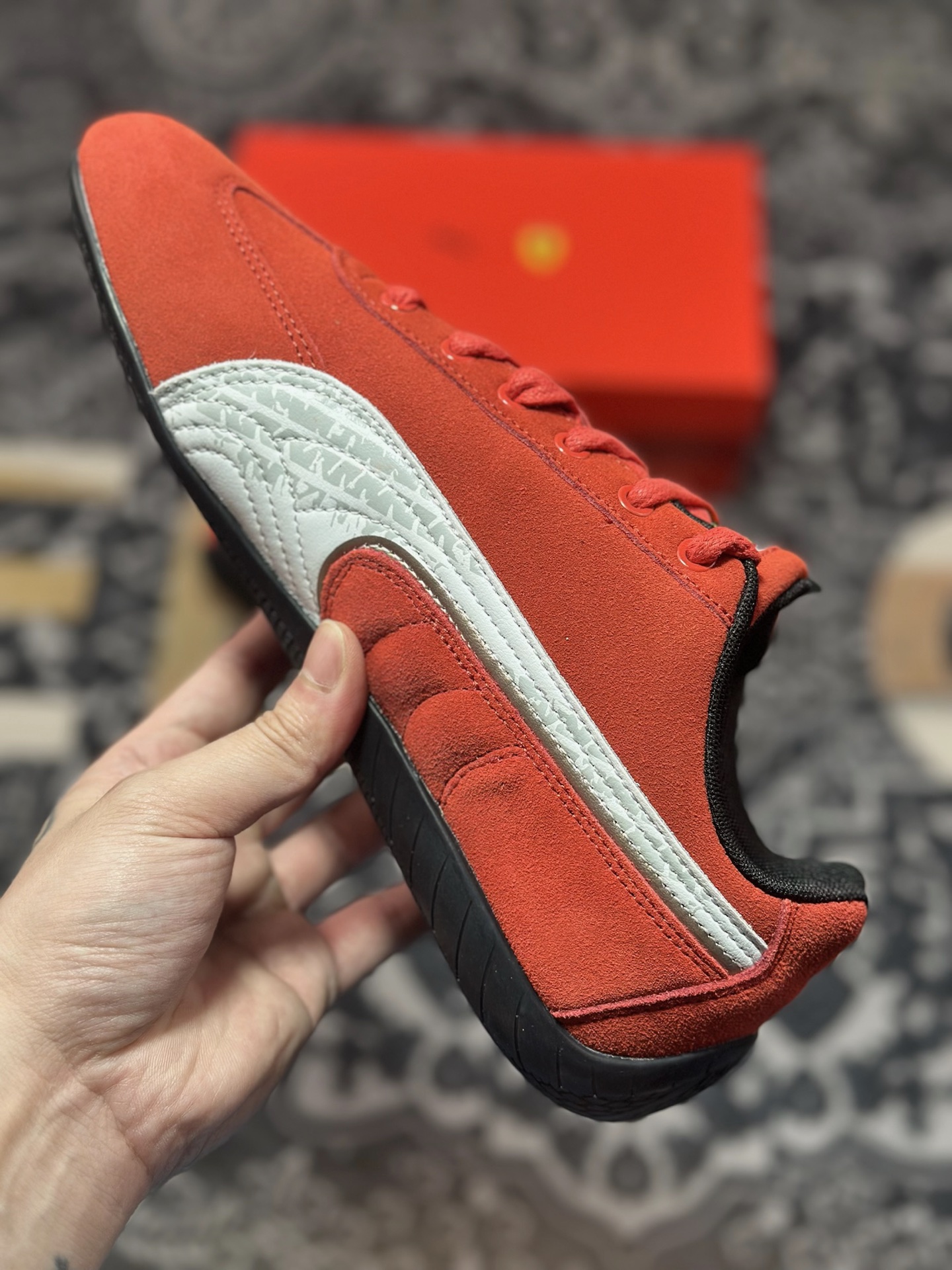优选 原装级别 Ferrari x Puma Speedcet 红白色 联名彪马低帮复古运动休闲赛车跑鞋 309180-01
