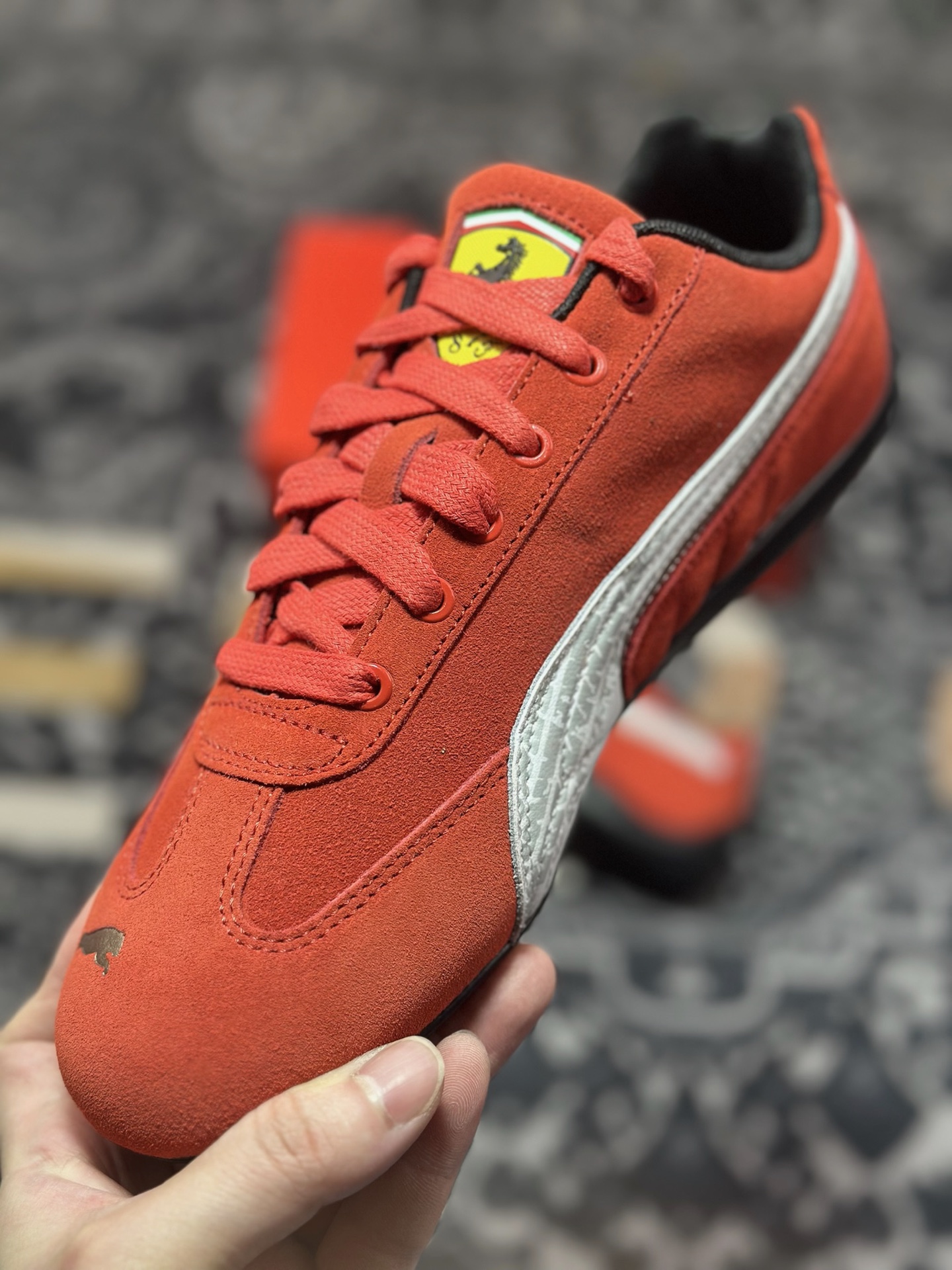优选 原装级别 Ferrari x Puma Speedcet 红白色 联名彪马低帮复古运动休闲赛车跑鞋 309180-01