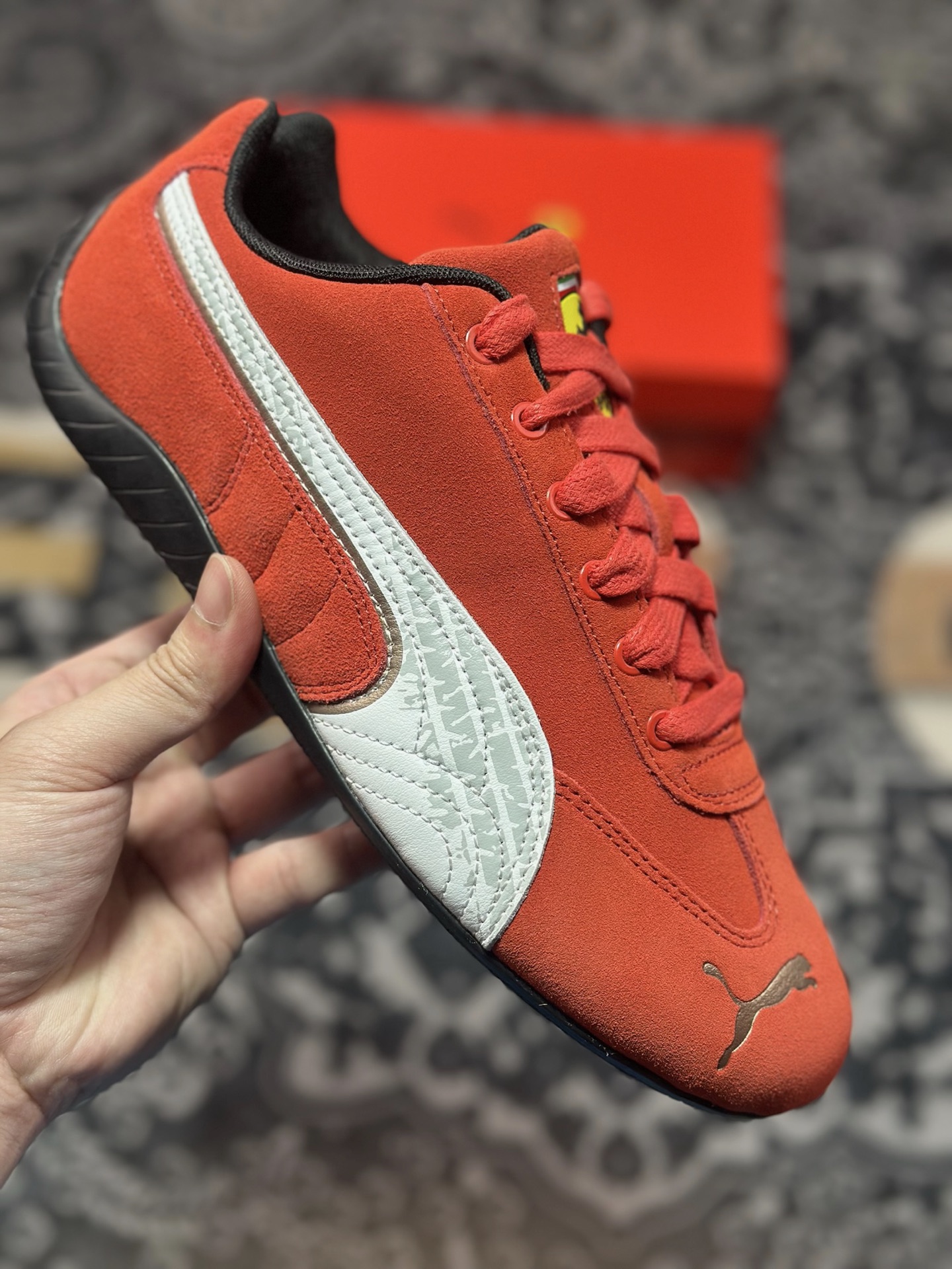 优选 原装级别 Ferrari x Puma Speedcet 红白色 联名彪马低帮复古运动休闲赛车跑鞋 309180-01