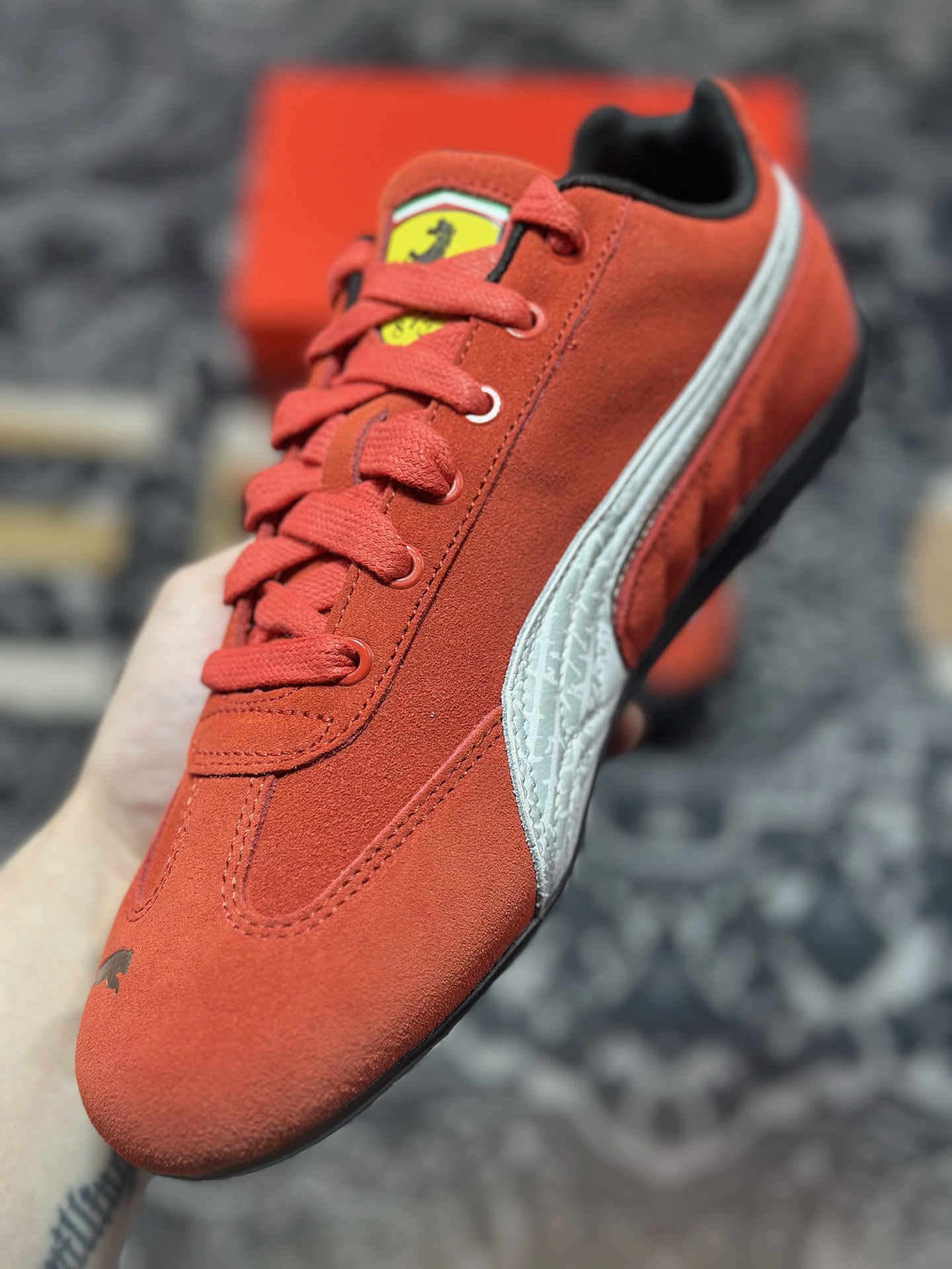 优选 原装级别 Ferrari x Puma Speedcet 红白色 联名彪马低帮复古运动休闲赛车跑鞋 309180-01