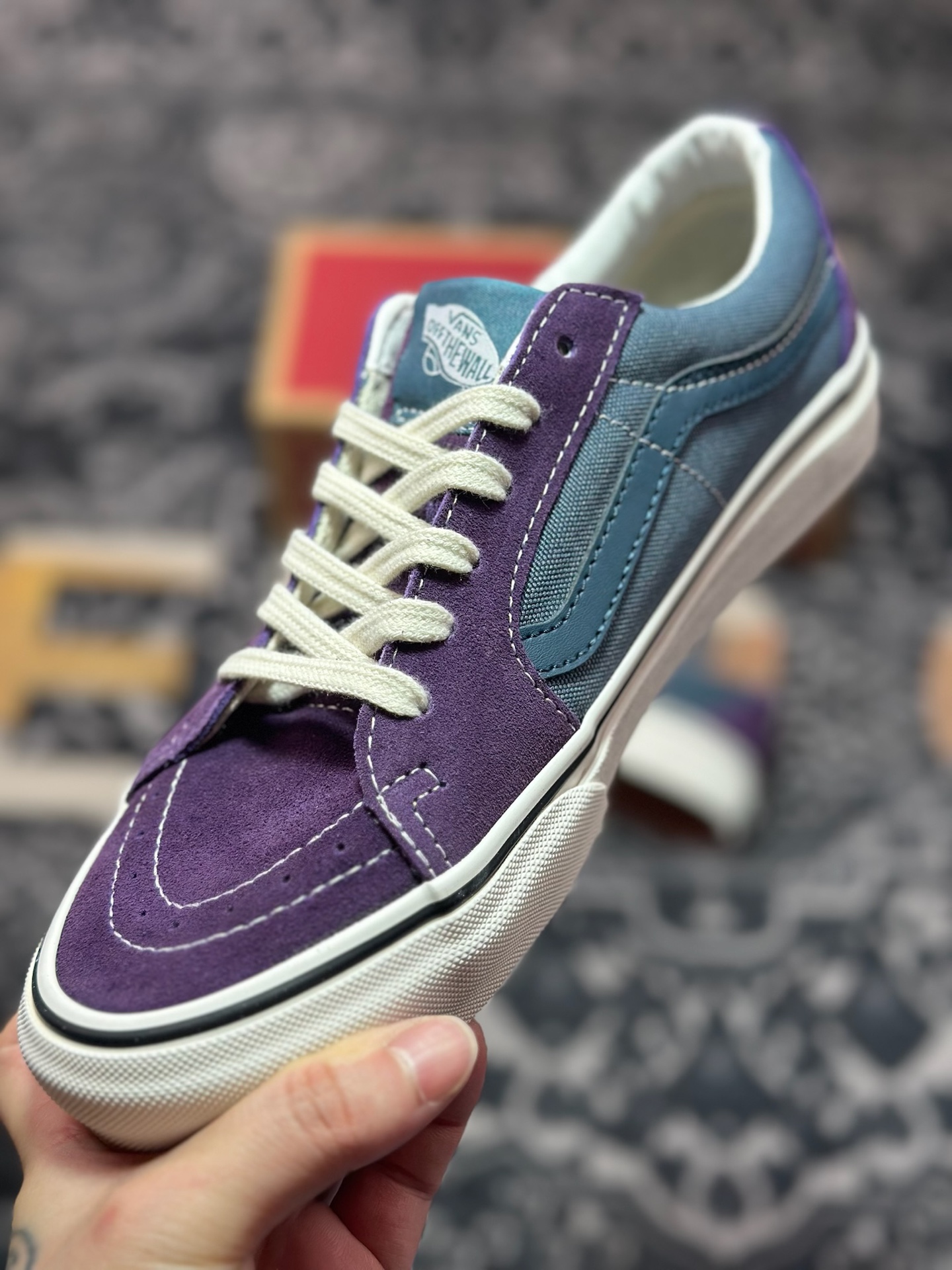 Vans SK8-Low 蓝紫拼接 全新一代 低帮硫化帆布鞋
