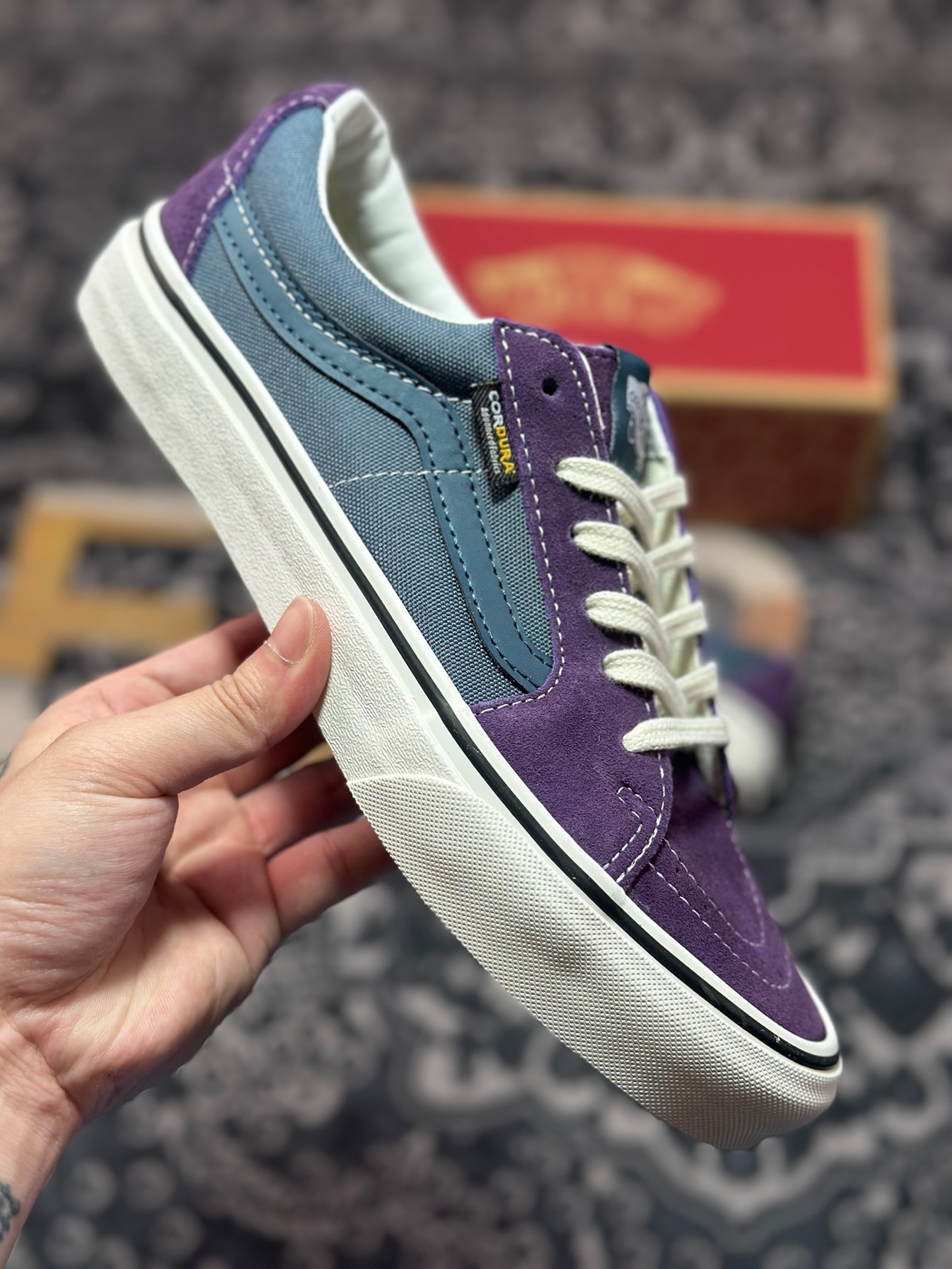 Vans SK8-Low 蓝紫拼接 全新一代 低帮硫化帆布鞋