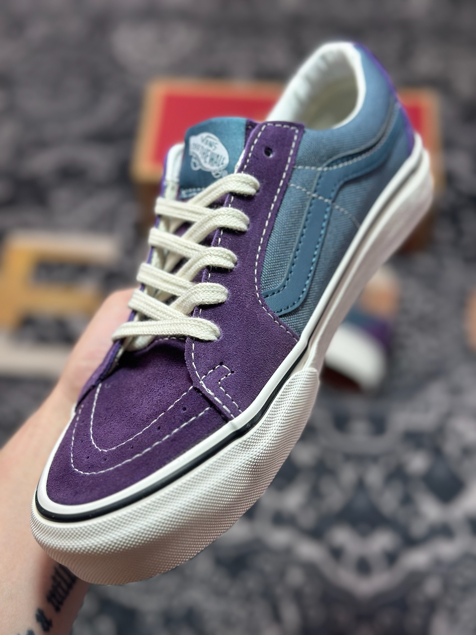 Vans SK8-Low 蓝紫拼接 全新一代 低帮硫化帆布鞋