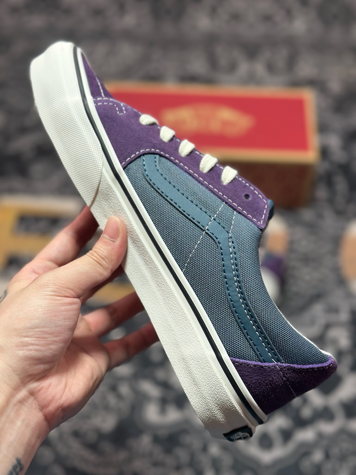 Vans SK8-Low 蓝紫拼接 全新一代 低帮硫化帆布鞋