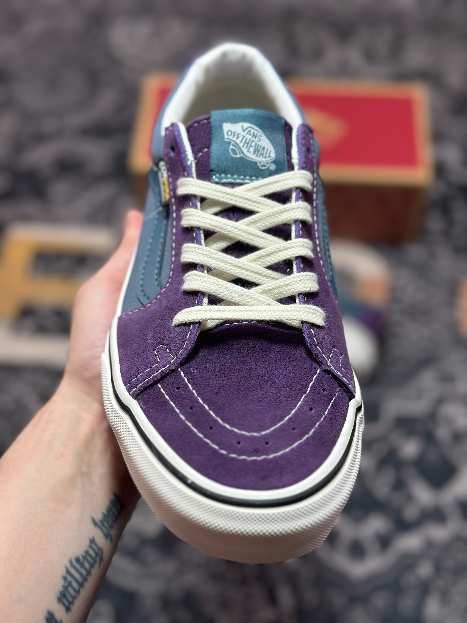 Vans SK8-Low 蓝紫拼接 全新一代 低帮硫化帆布鞋