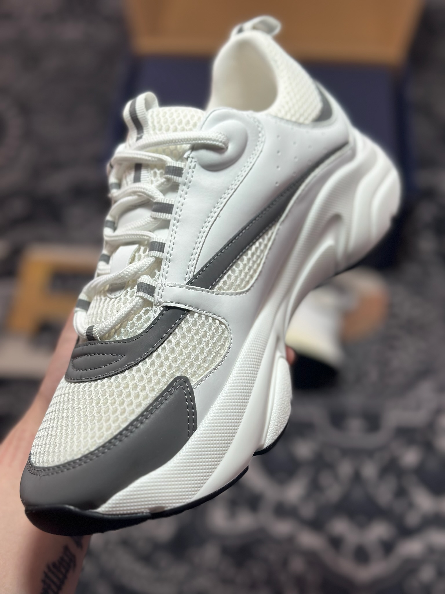 原装级别 Dior/迪奥B22 男鞋压花厚底系带休闲鞋多色拼接块运动鞋