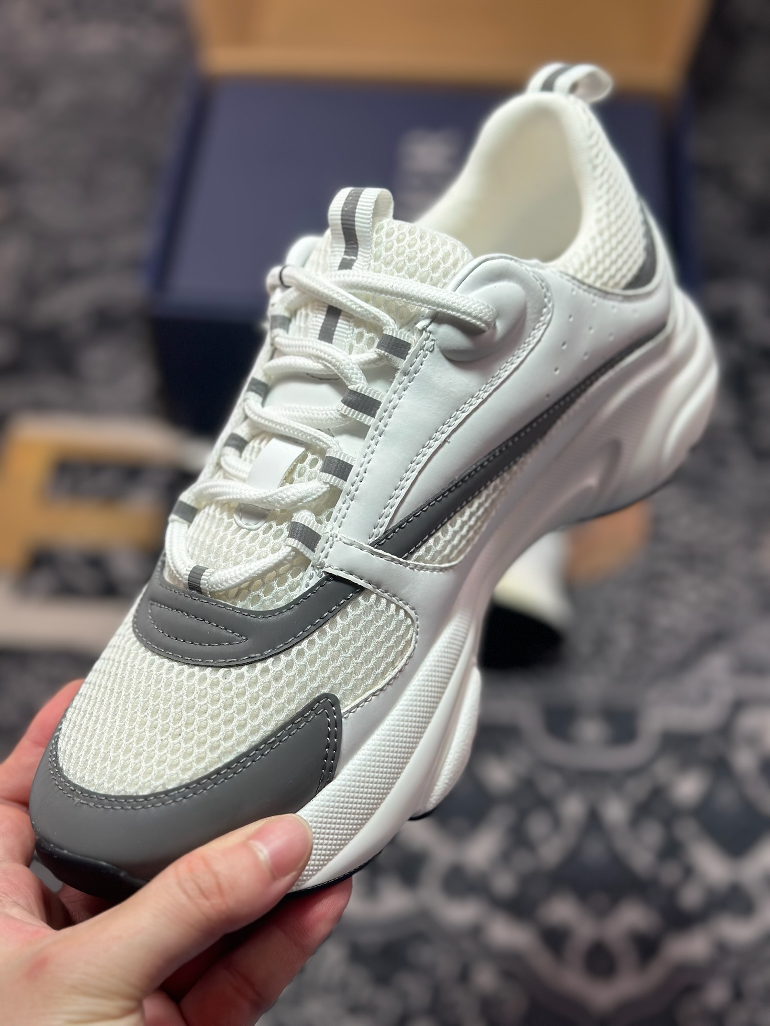 原装级别 Dior/迪奥B22 男鞋压花厚底系带休闲鞋多色拼接块运动鞋