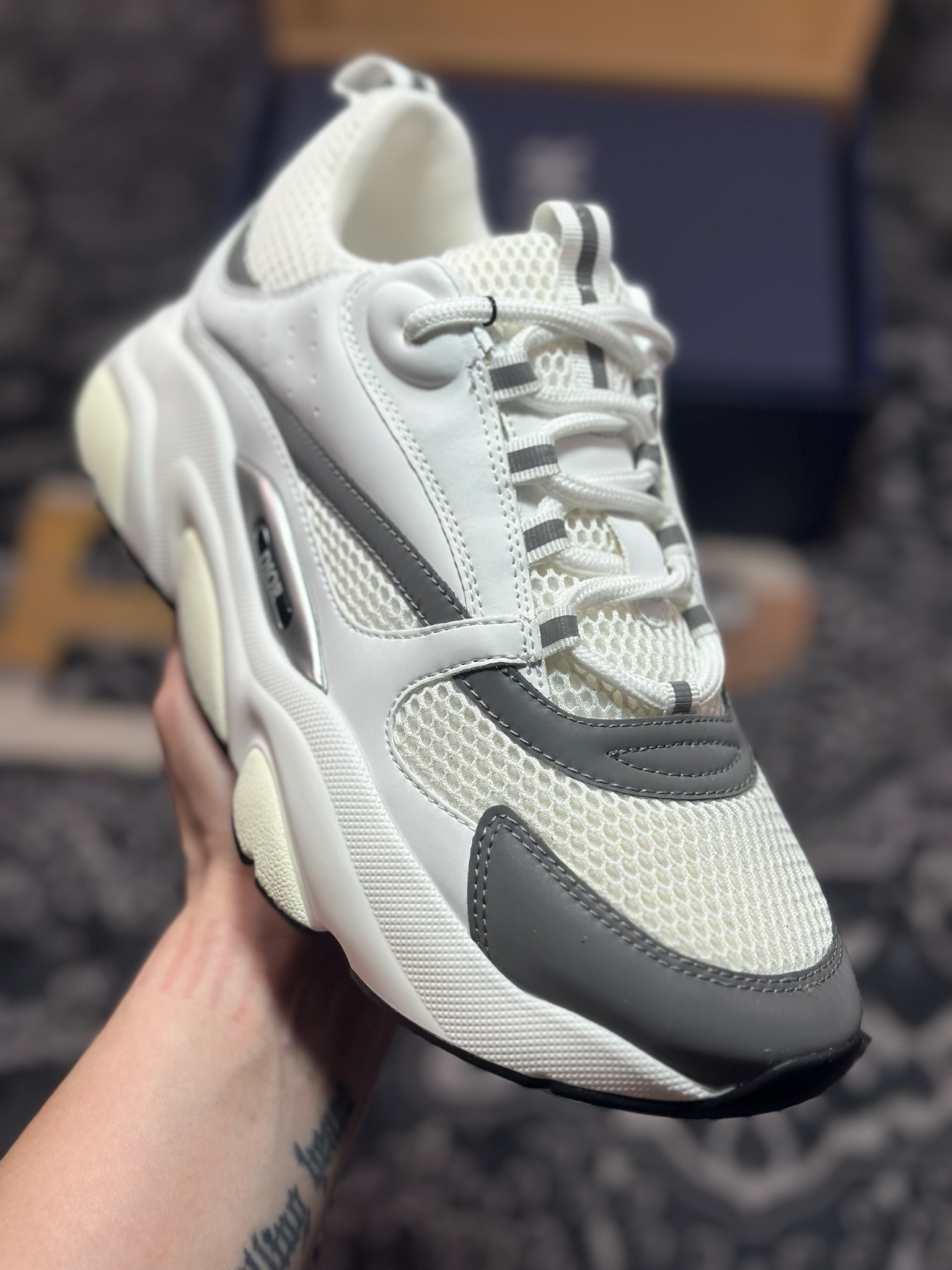 原装级别 Dior/迪奥B22 男鞋压花厚底系带休闲鞋多色拼接块运动鞋