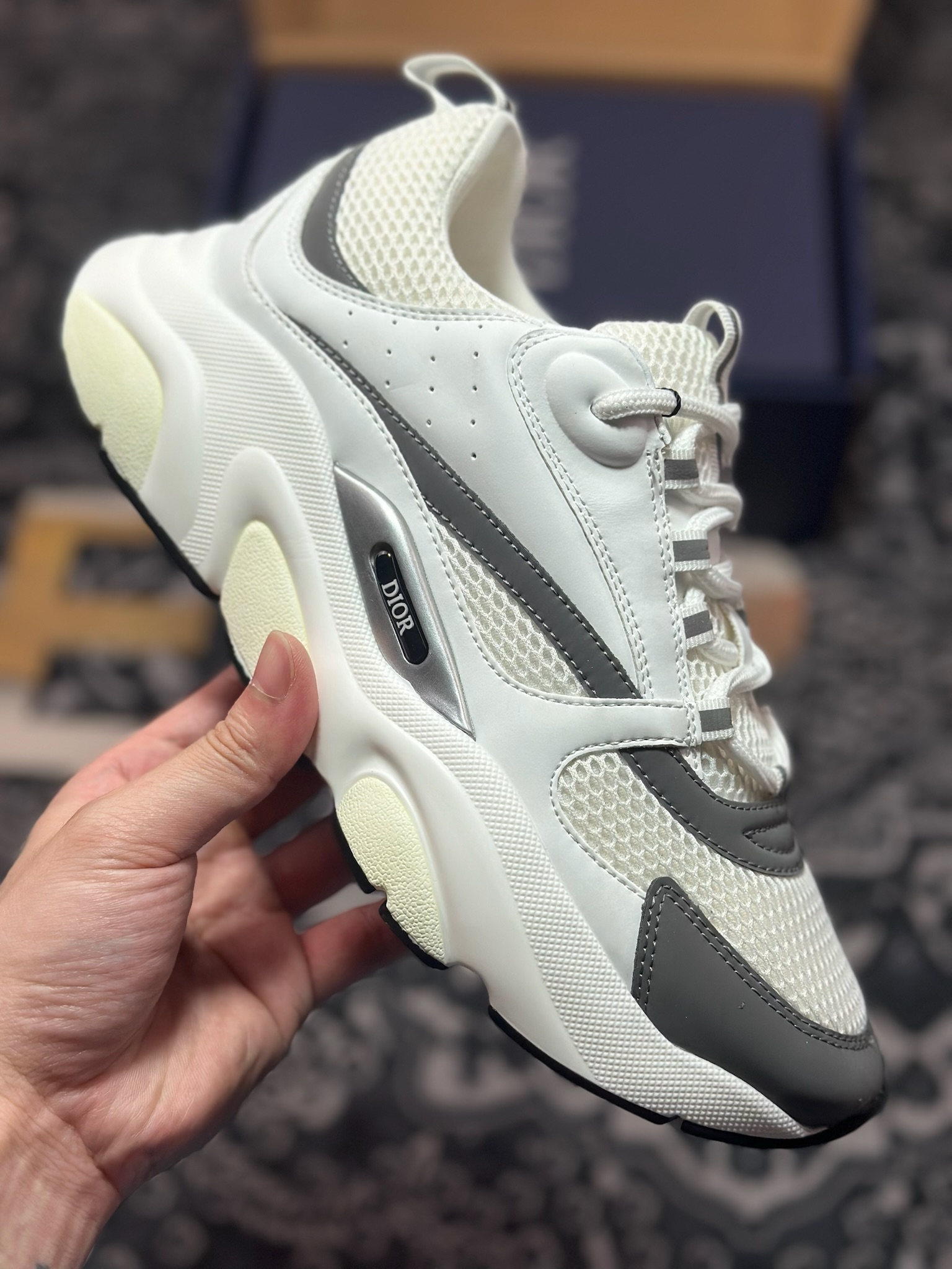 原装级别 Dior/迪奥B22 男鞋压花厚底系带休闲鞋多色拼接块运动鞋