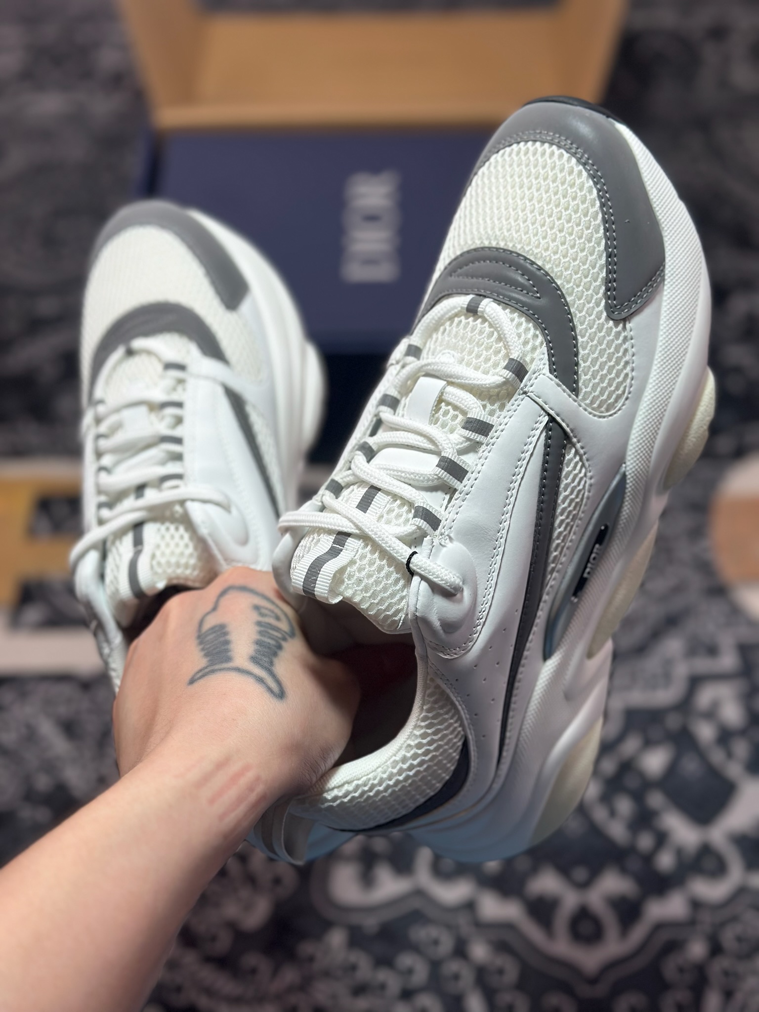 原装级别 Dior/迪奥B22 男鞋压花厚底系带休闲鞋多色拼接块运动鞋