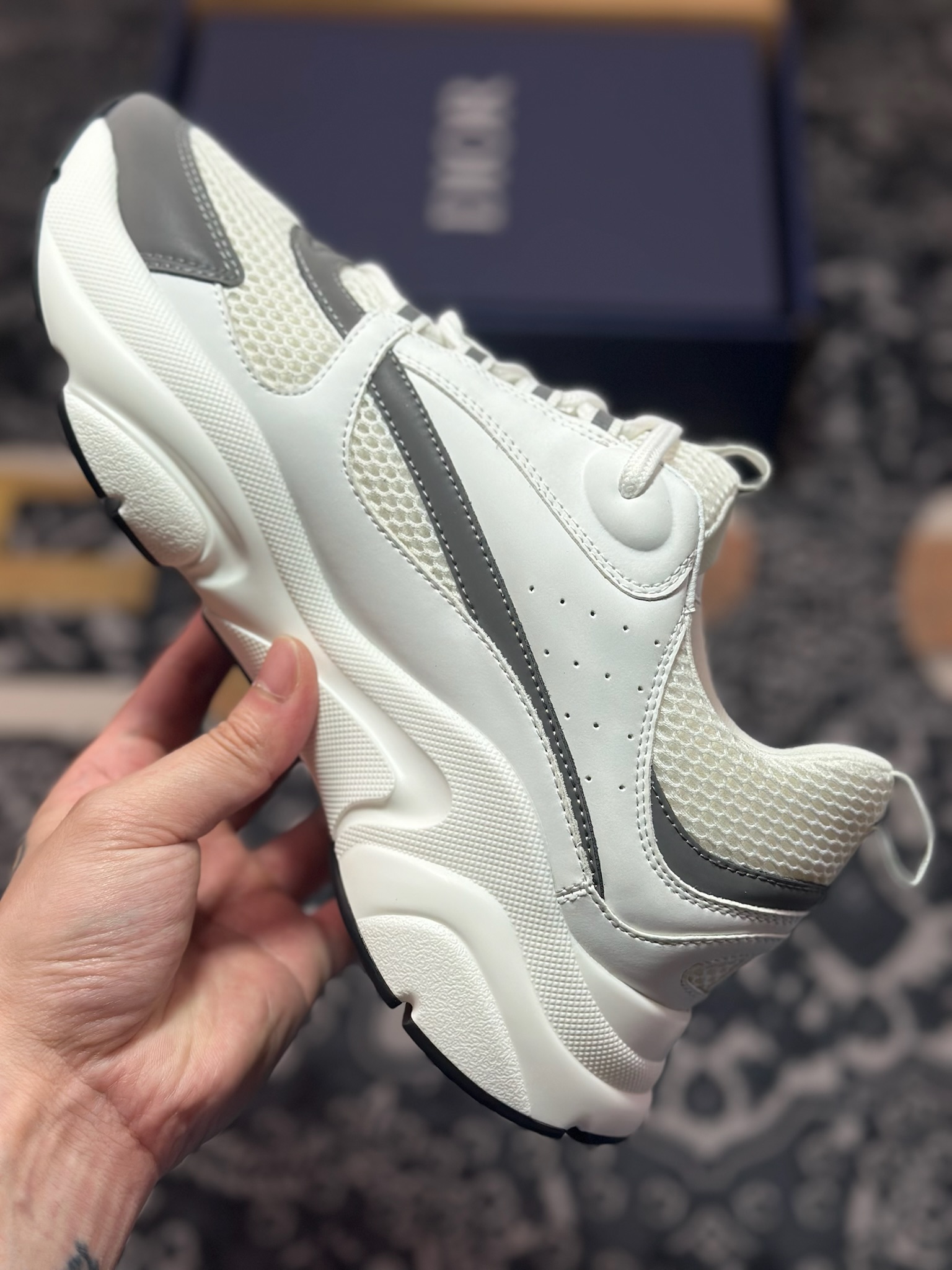 原装级别 Dior/迪奥B22 男鞋压花厚底系带休闲鞋多色拼接块运动鞋