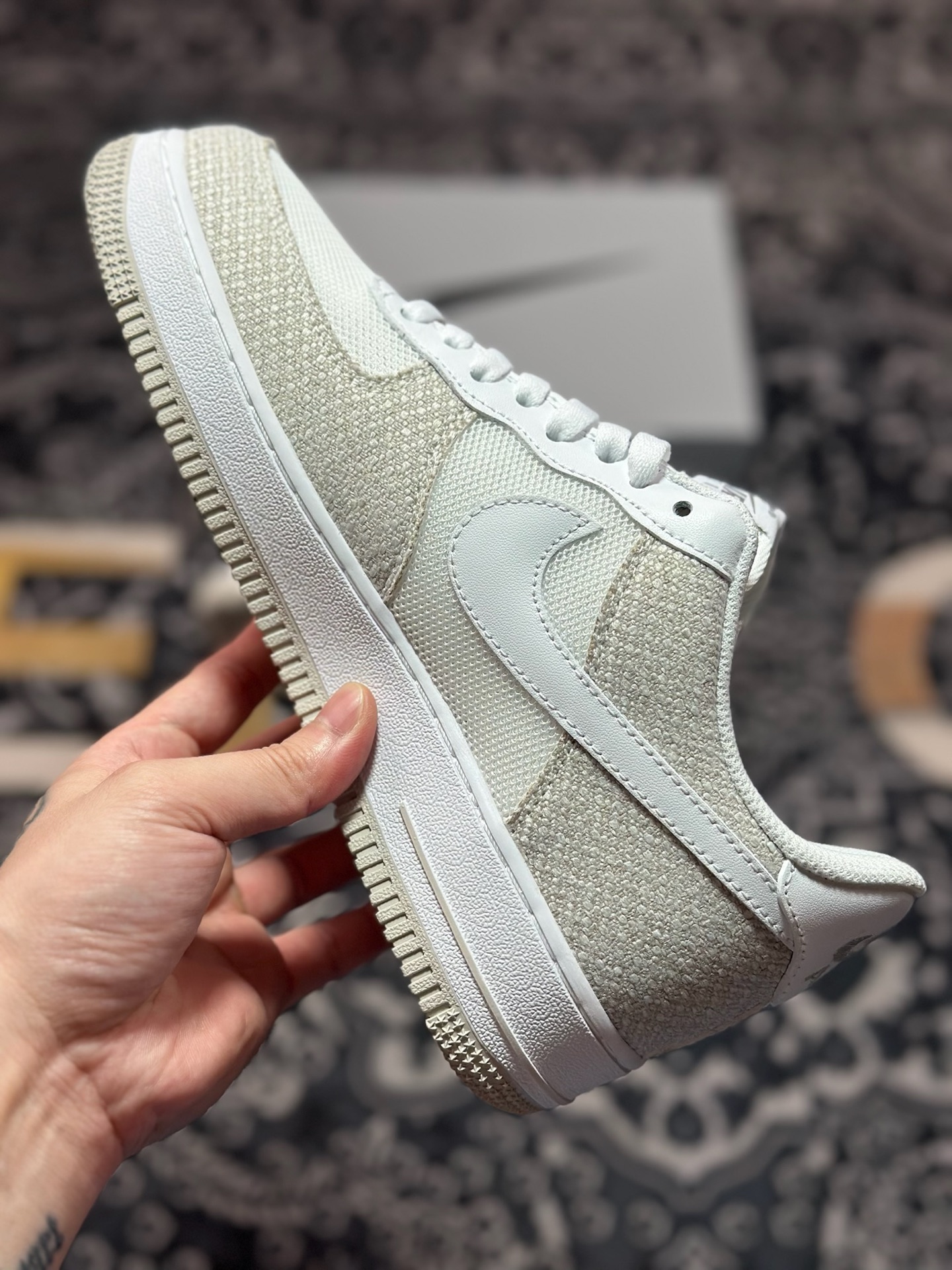 原装级别 定制球鞋Air Force 1 Low 牛仔布小钩灰白涂鸦 经典休闲运动板鞋  ZH0316-092
