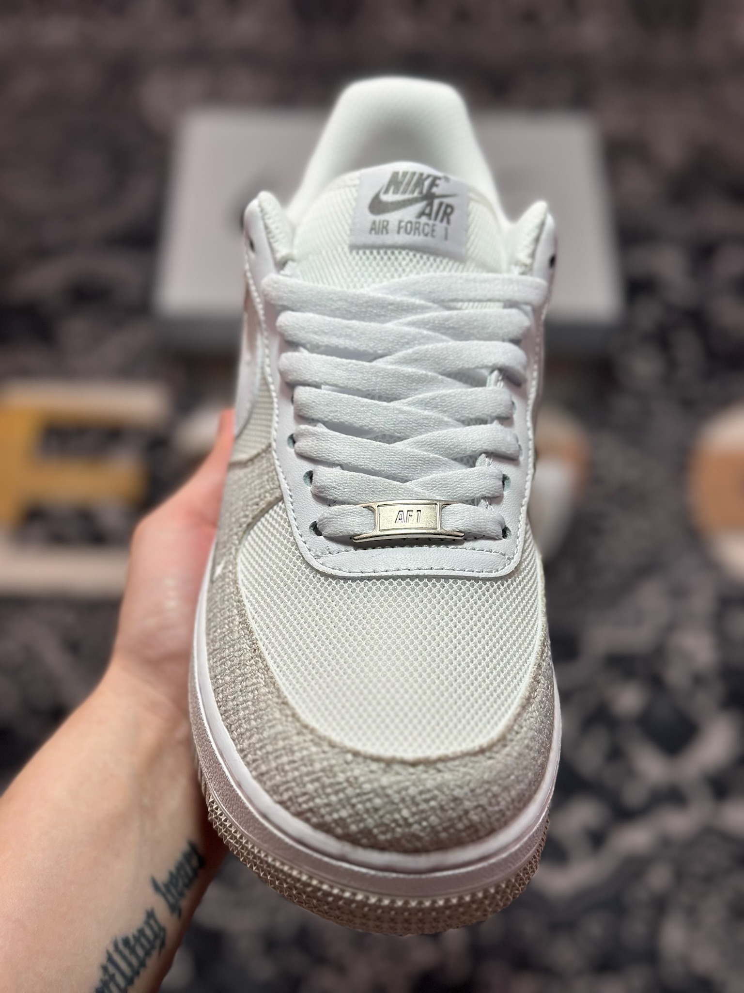 原装级别 定制球鞋Air Force 1 Low 牛仔布小钩灰白涂鸦 经典休闲运动板鞋  ZH0316-092