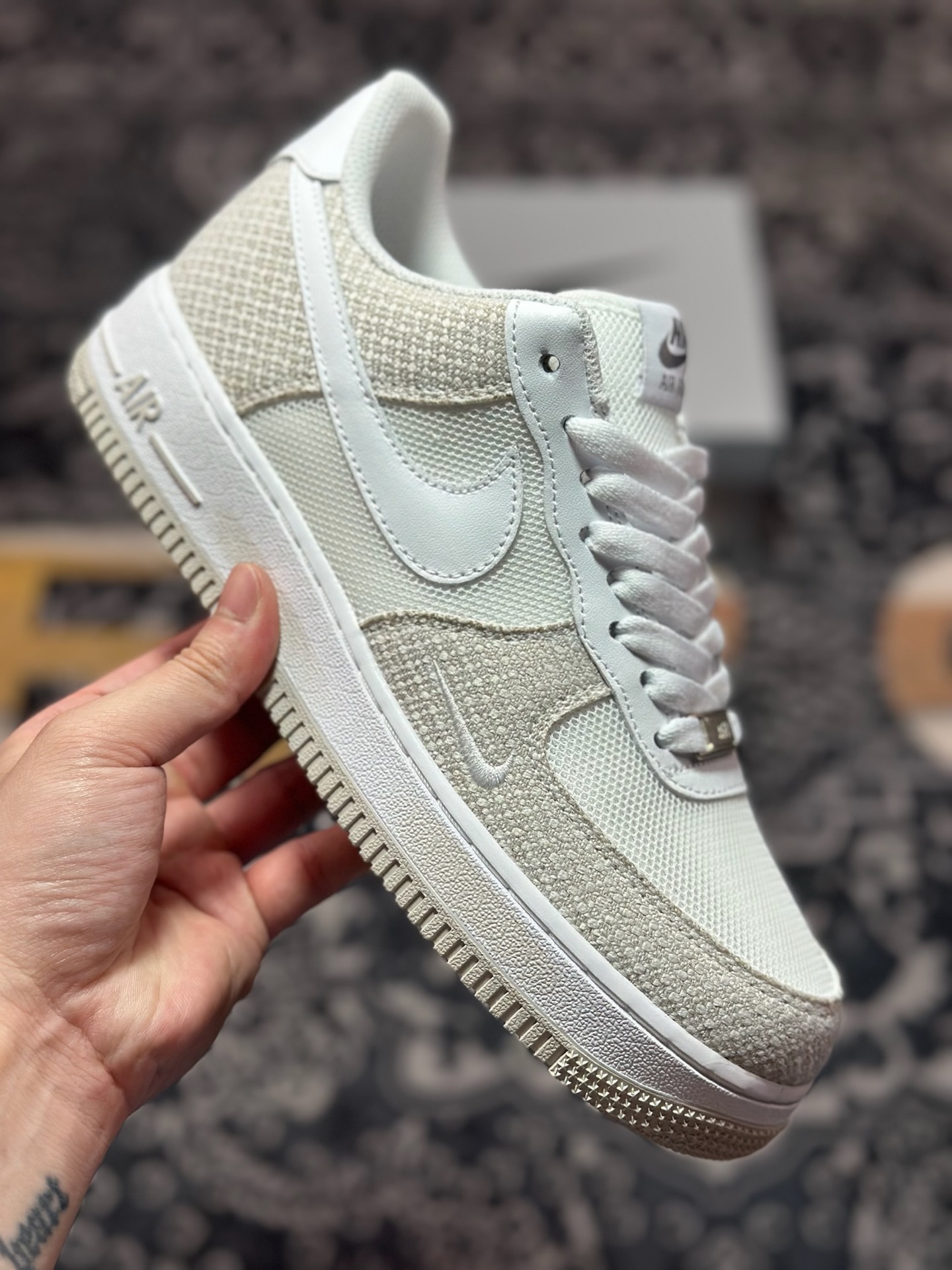 原装级别 定制球鞋Air Force 1 Low 牛仔布小钩灰白涂鸦 经典休闲运动板鞋  ZH0316-092