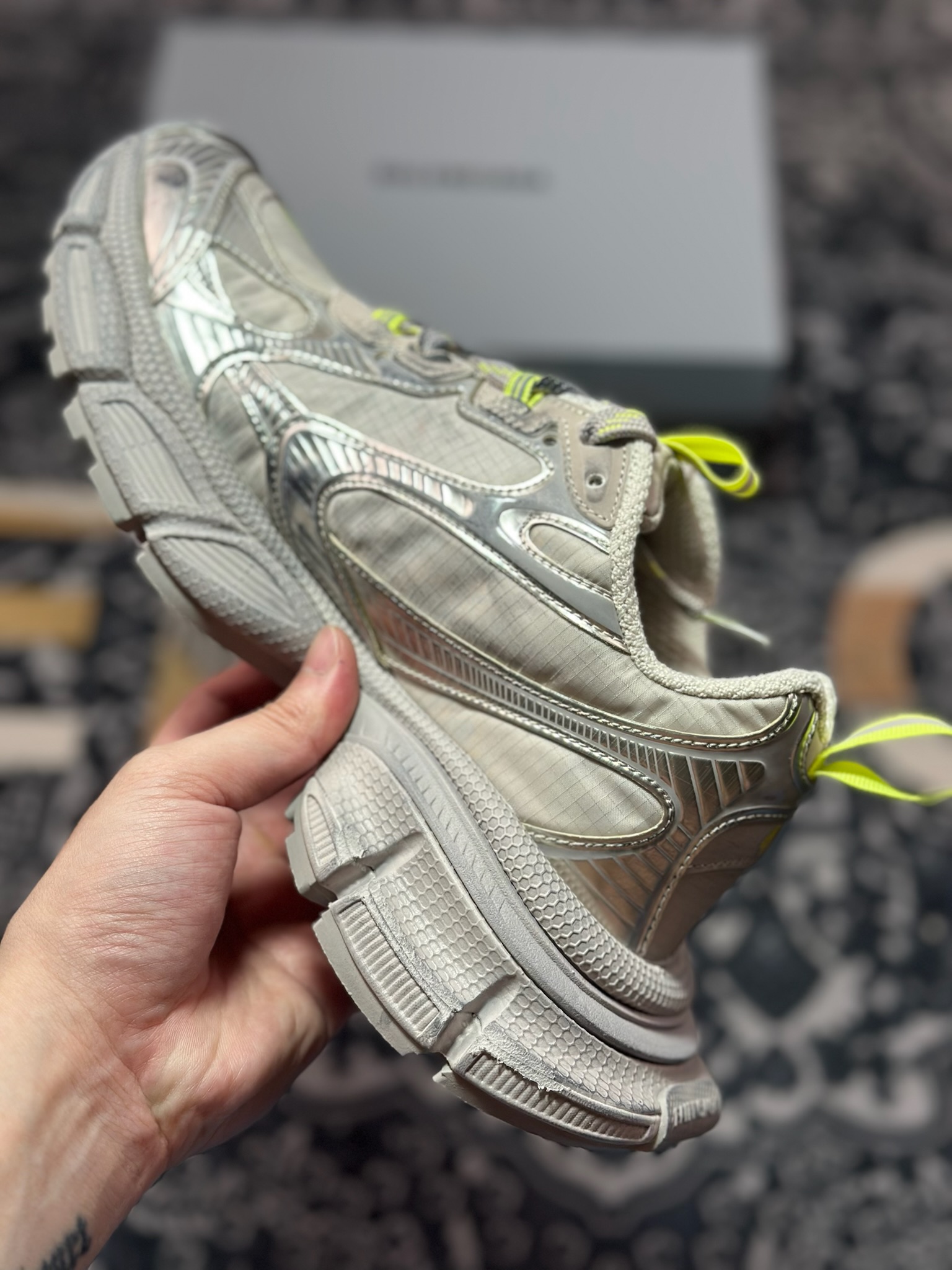 巴黎世家BALENCIAGA 3XL Sneakers 3+系列低帮复古阔型底姥爹风潮流百搭休闲慢跑鞋“透明网纱香槟金荧光黄”734734 2077 3XL-莆田鞋,莆田鞋货源,高仿鞋,高仿鞋货源,安福档口,莆田高仿鞋,莆田鞋批发,高仿鞋批发,莆田高仿运动鞋,高仿运动鞋,莆田运动鞋 巴黎世家BALENCIAGA 3XL Sneakers 3+系列低帮复古阔型底姥爹风潮流百搭休闲慢跑鞋“透明网纱香槟金荧光黄”734734 2077 3XL
