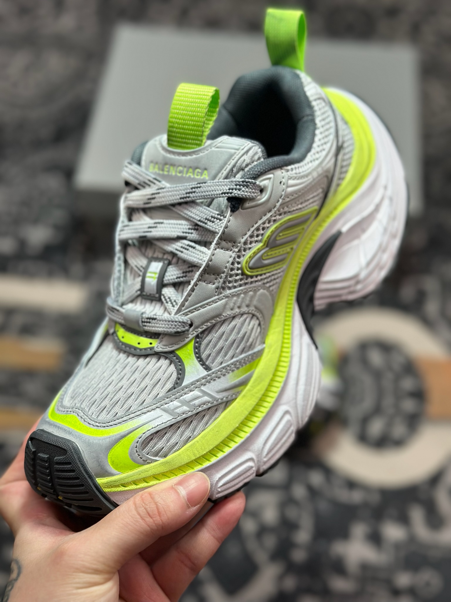 C7420 巴黎世家BALENCIAGA Cargo Sneaker 10XL船型系列低帮复古阔型运动鞋“荧光灰做旧”815853 W2MV2 1937 6XL