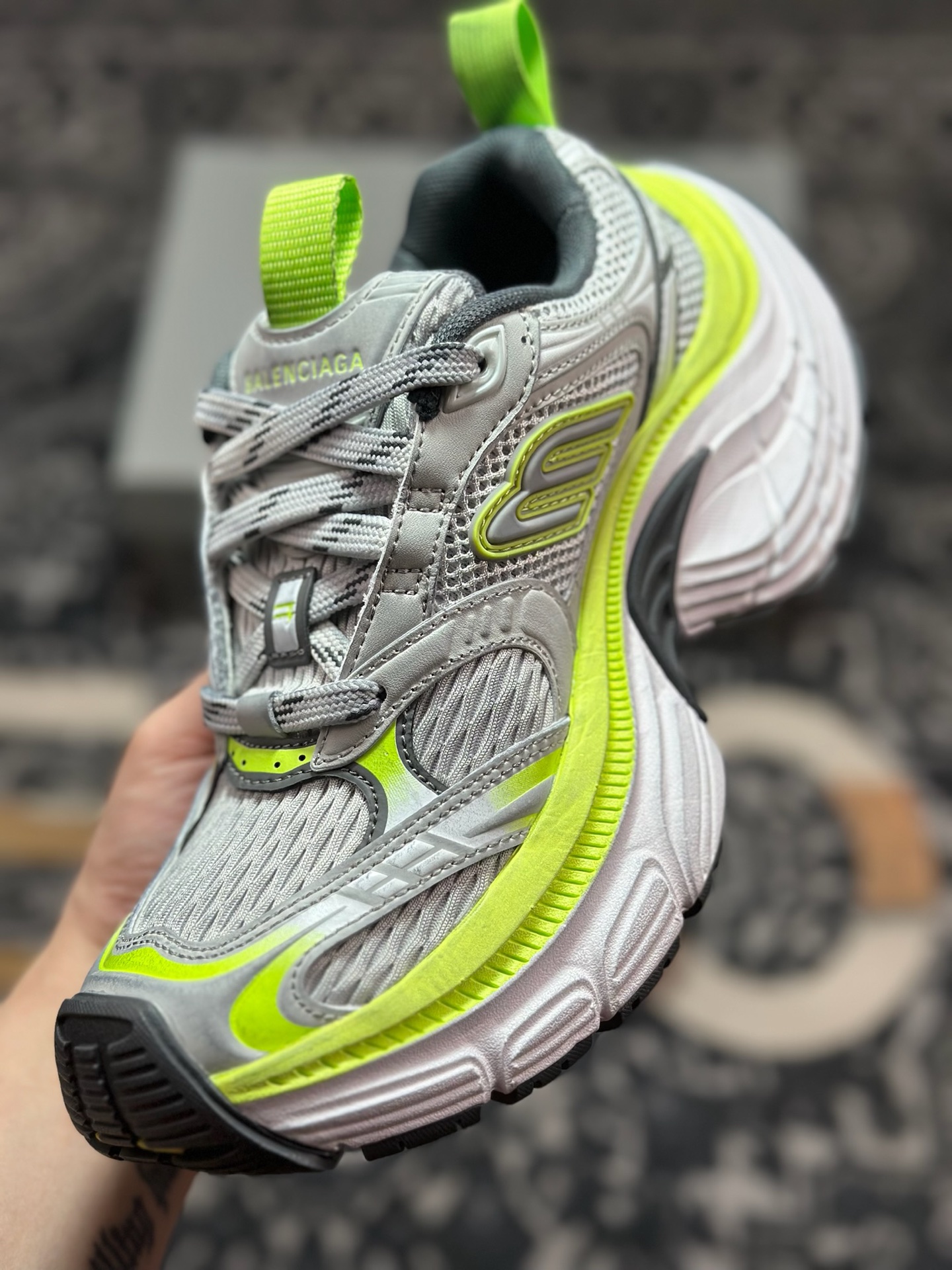 C7420 巴黎世家BALENCIAGA Cargo Sneaker 10XL船型系列低帮复古阔型运动鞋“荧光灰做旧”815853 W2MV2 1937 6XL