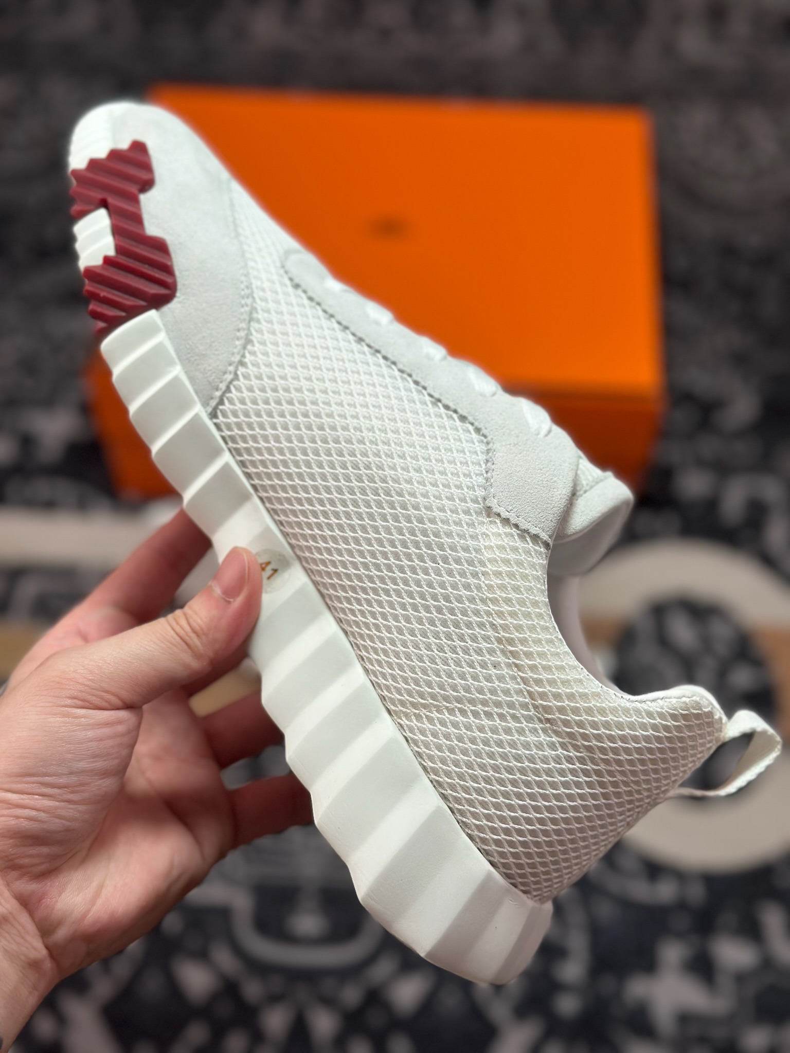 C400 爱马仕/Hermès Bouncing Low Sneaker 跳跃系列低帮轻便透气百搭休闲运动鞋“网布白棕”H231764ZH91390