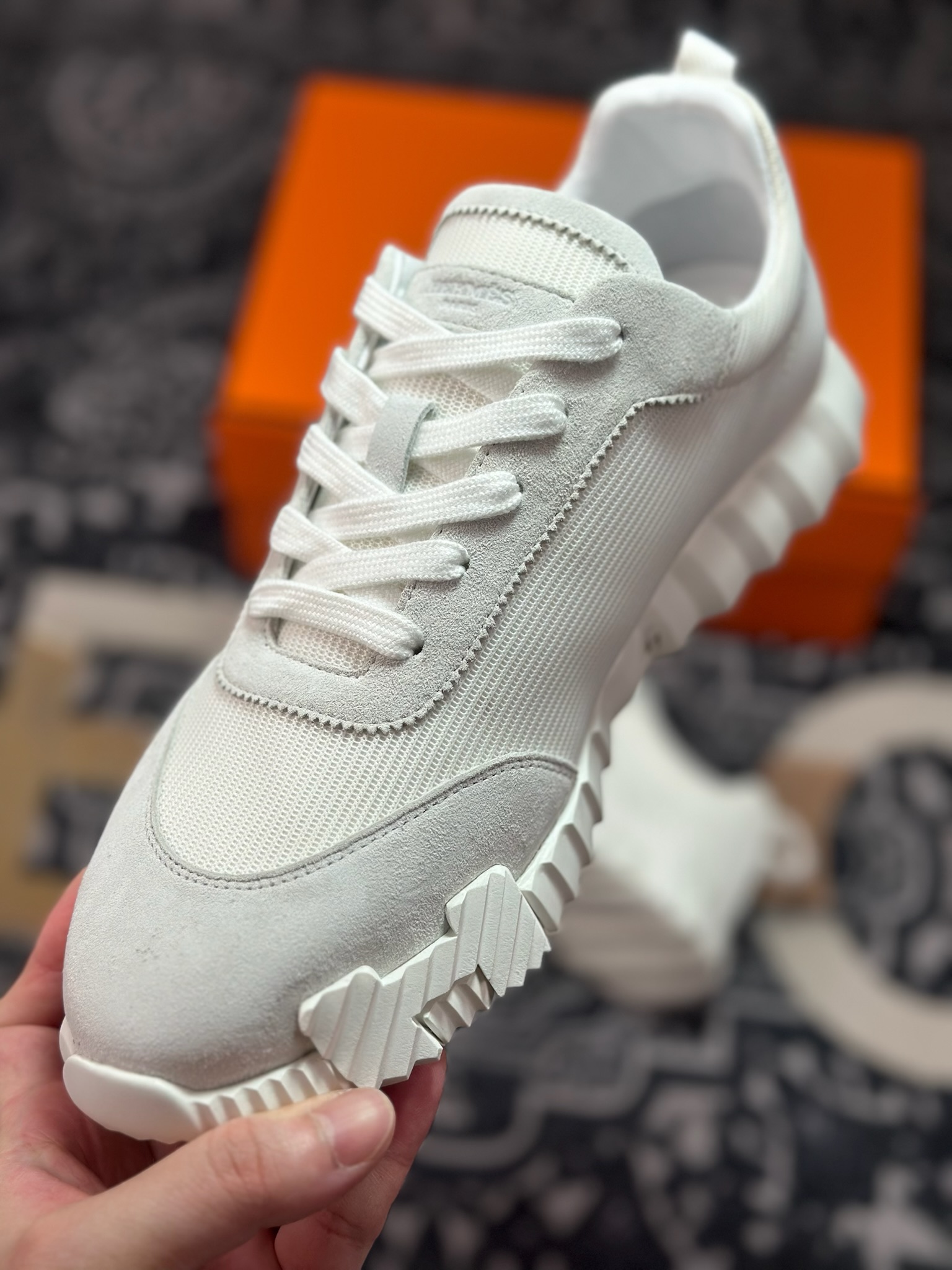 C440 爱马仕/Hermès Bouncing Low Sneaker 跳跃系列低帮轻便透气百搭休闲运动鞋“网布全白”H231764ZH9