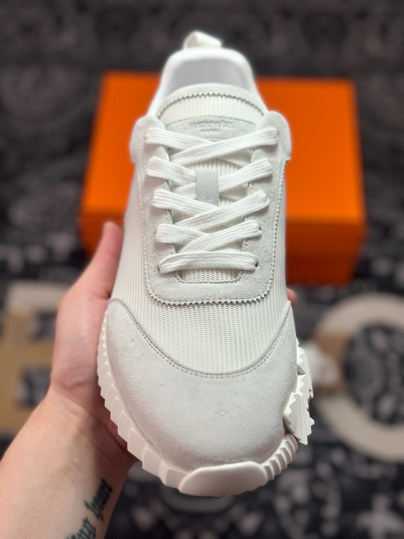 C440 爱马仕/Hermès Bouncing Low Sneaker 跳跃系列低帮轻便透气百搭休闲运动鞋“网布全白”H231764ZH9