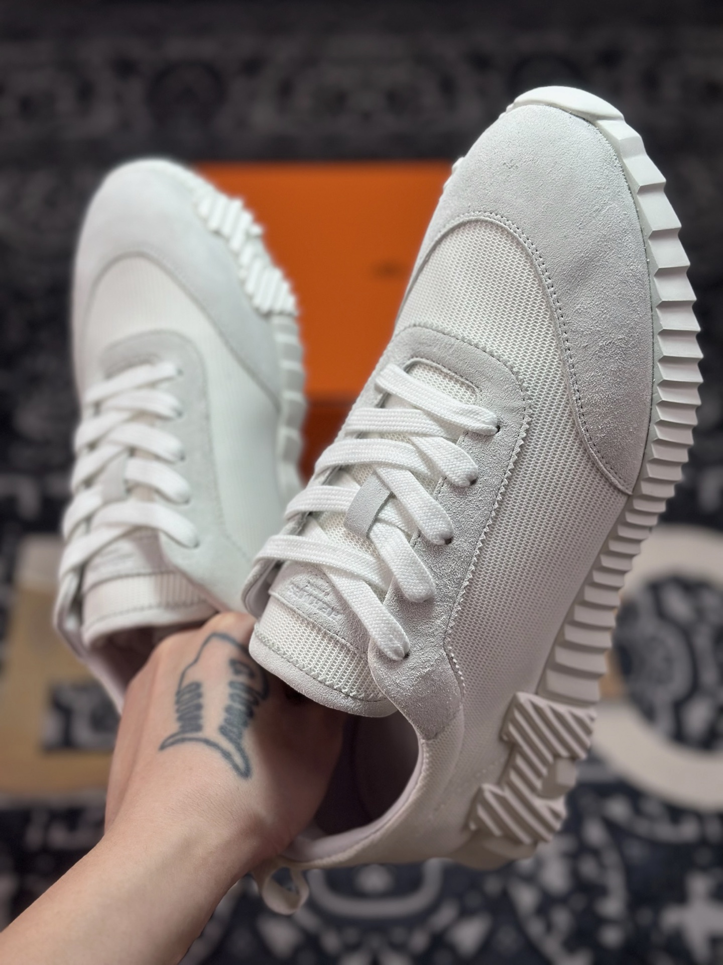 C440 爱马仕/Hermès Bouncing Low Sneaker 跳跃系列低帮轻便透气百搭休闲运动鞋“网布全白”H231764ZH9