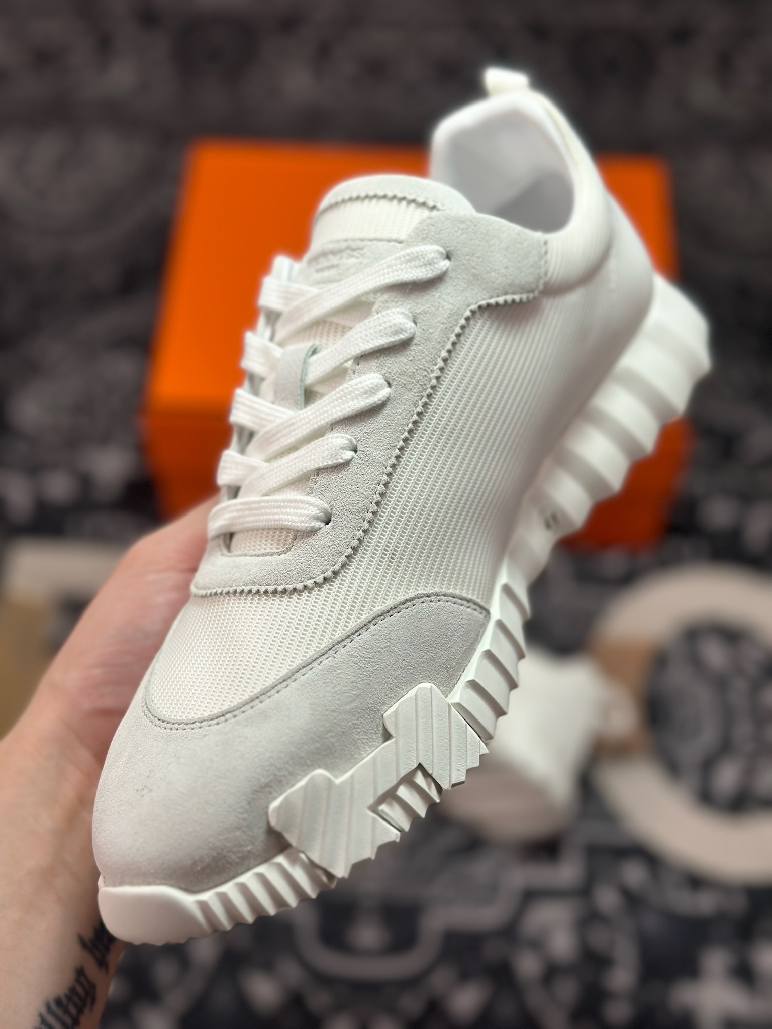 C440 爱马仕/Hermès Bouncing Low Sneaker 跳跃系列低帮轻便透气百搭休闲运动鞋“网布全白”H231764ZH9