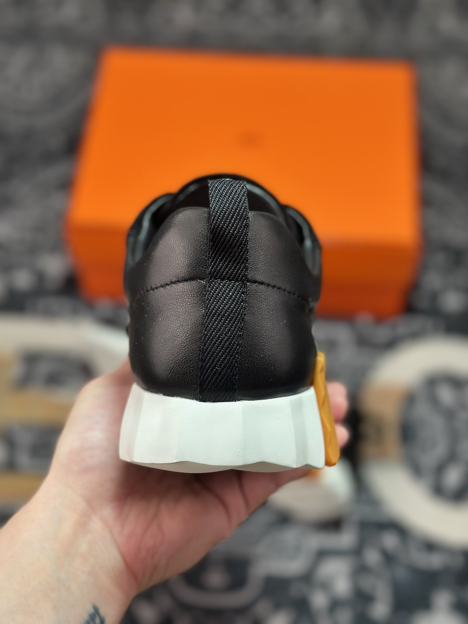 C640 爱马仕/Hermès Bouncing Low Sneaker 跳跃系列低帮轻便透气百搭休闲运动鞋“皮面黑白棕”H231764ZH9
