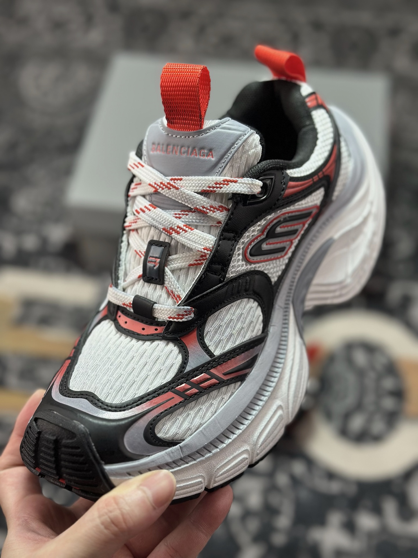 巴黎世家BALENCIAGA Cargo Sneaker 10XL船型系列低帮复古阔型厚底底姥爹风潮流百搭休闲运动鞋“白黑红做旧”815853 W2MV2 0125 6XL