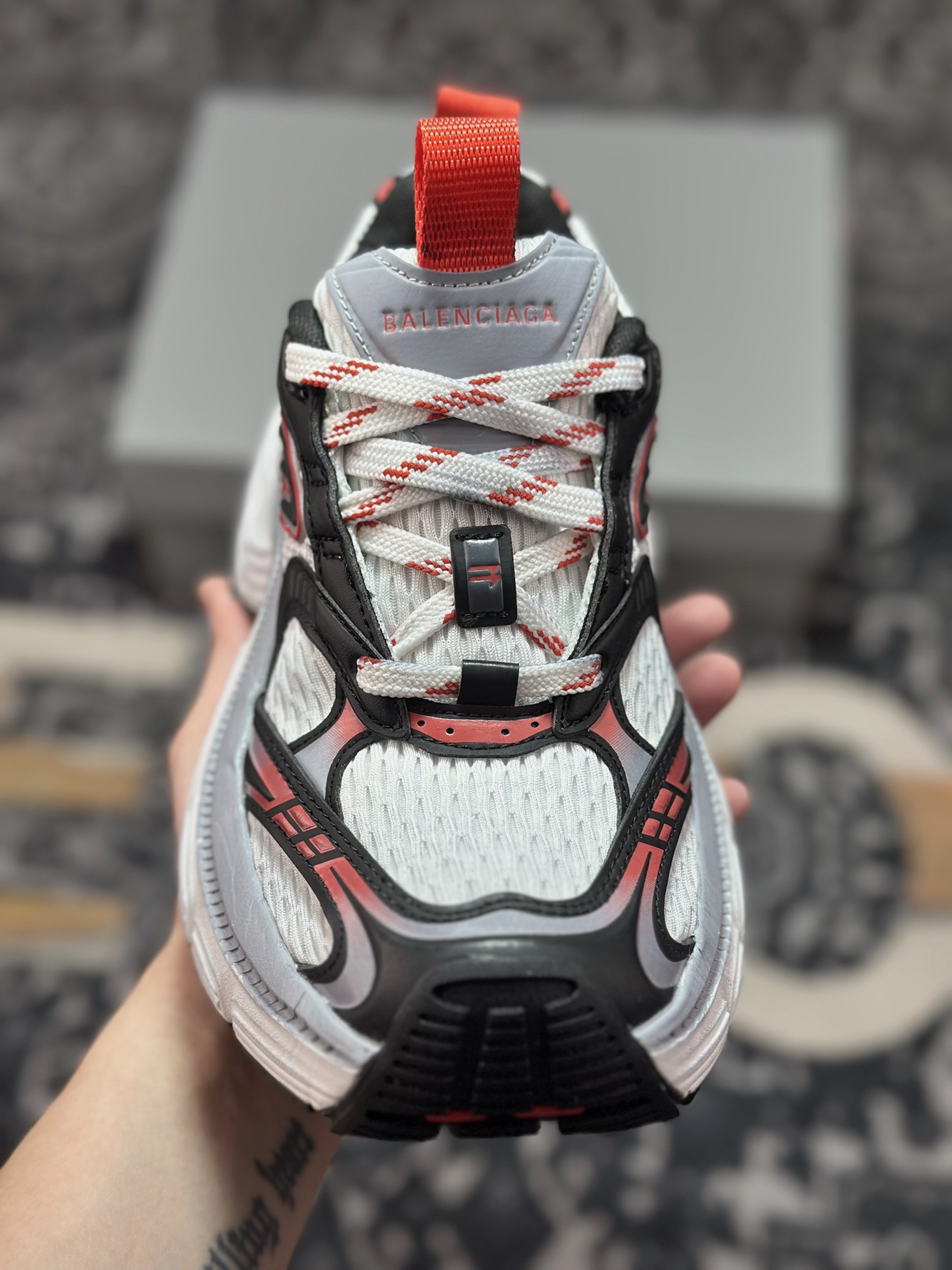 巴黎世家BALENCIAGA Cargo Sneaker 10XL船型系列低帮复古阔型厚底底姥爹风潮流百搭休闲运动鞋“白黑红做旧”815853 W2MV2 0125 6XL