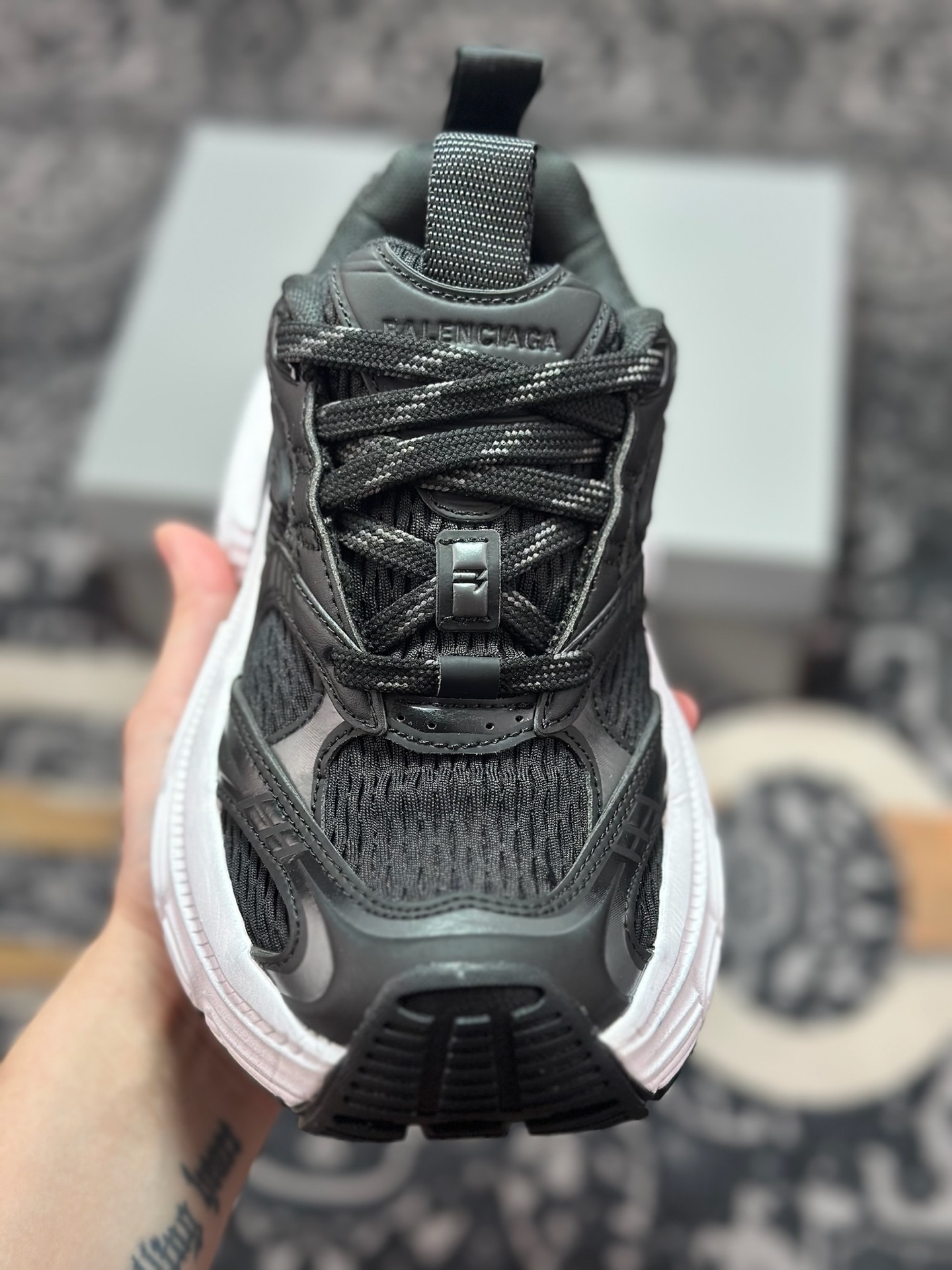 巴黎世家BALENCIAGA Cargo Sneaker 10XL船型系列低帮复古阔型厚底底姥爹风潮流百搭休闲运动鞋“黑白做旧”815853 W2MV2 0125 6XL