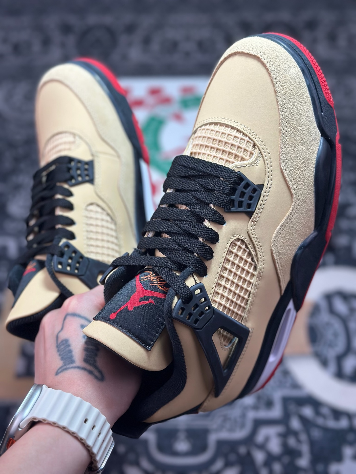 C030 Air Jordan 4 Retro”Pizza”乔丹4代 披萨配色-卡其黑红 IH2094-200-Chinese UA Cheap High Quatity Brand Clothes Bags handbags Sneakers wholesale wholesaler seller from China Factory suppliers Fashion Clothing Shoes best Quality Beautiful Price C030 Air Jordan 4 Retro”Pizza”乔丹4代 披萨配色-卡其黑红 IH2094-200