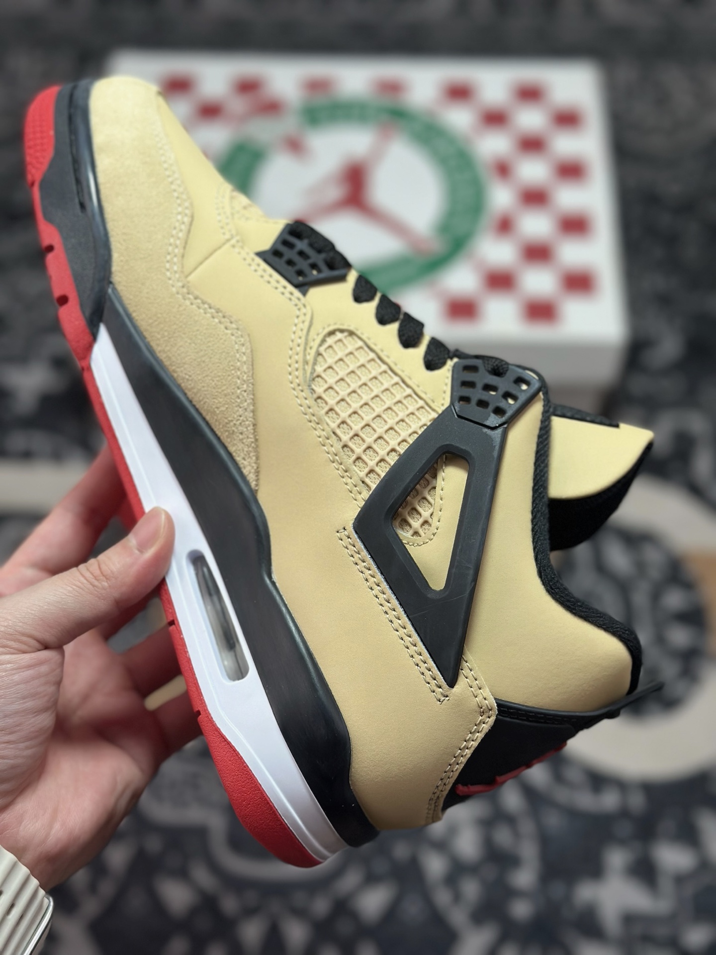 C030 Air Jordan 4 Retro”Pizza”乔丹4代 披萨配色-卡其黑红 IH2094-200-Chinese UA Cheap High Quatity Brand Clothes Bags handbags Sneakers wholesale wholesaler seller from China Factory suppliers Fashion Clothing Shoes best Quality Beautiful Price C030 Air Jordan 4 Retro”Pizza”乔丹4代 披萨配色-卡其黑红 IH2094-200