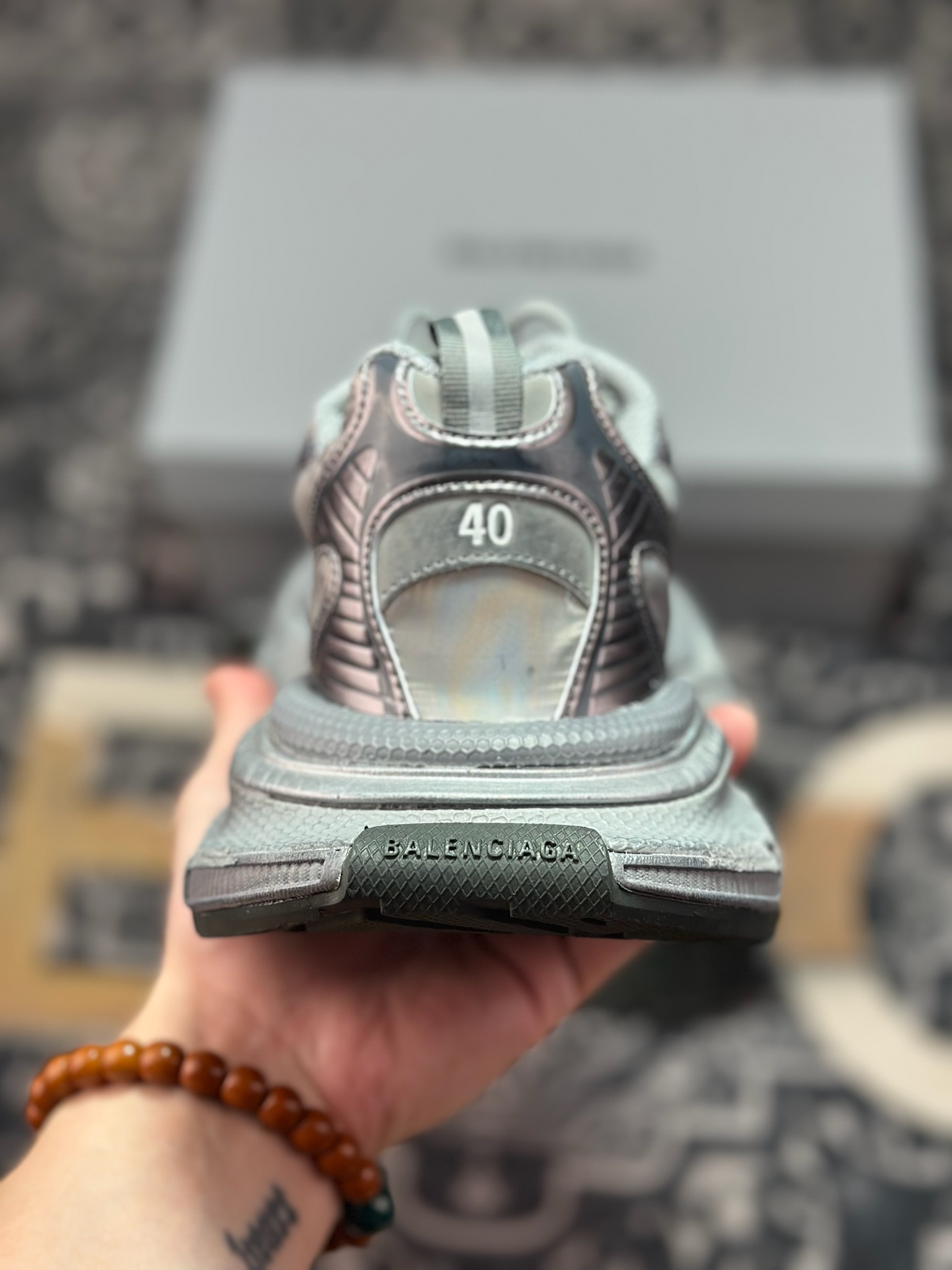 优选 原装级别 BALENCIAGA 3XL Sneakers 3+系列巴黎世家低帮复古阔型底姥爹风潮流百搭休闲慢跑鞋“网织浅灰银” 734733 W3XNY 1100