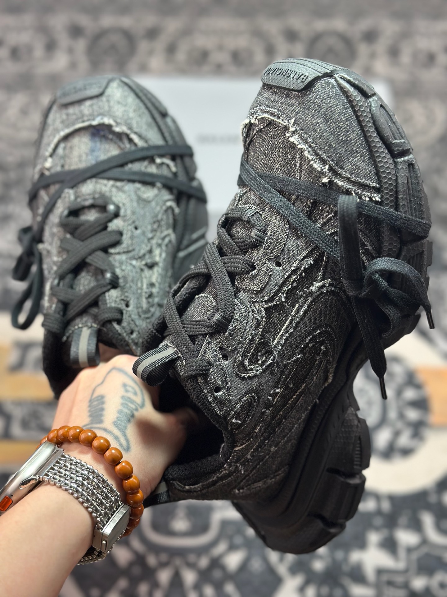 优选 原装级别 巴黎S家 3XL 牛仔布老爹鞋